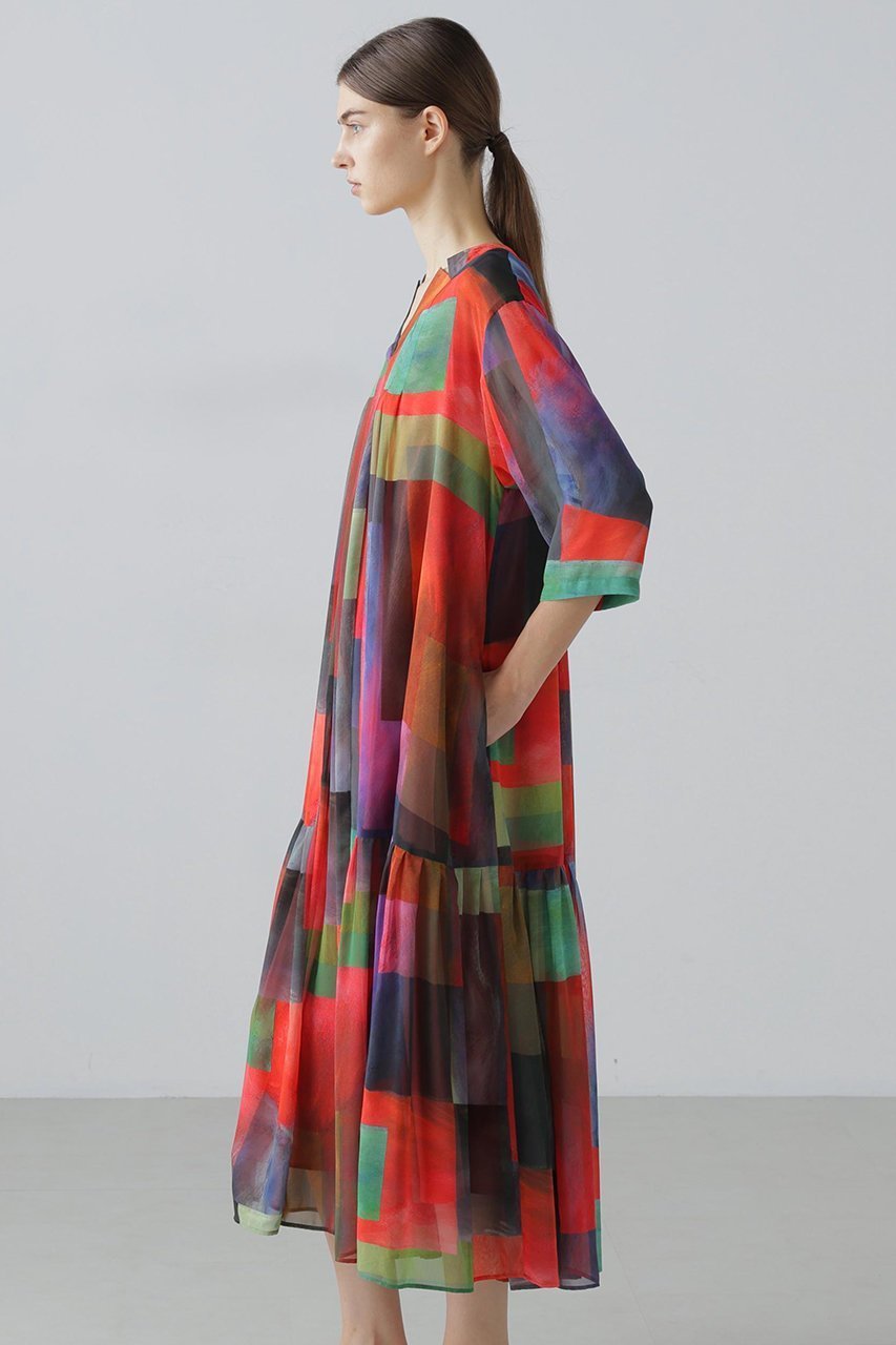 【アドーア/ADORE】のアブストラクトブロッキングプリントワンピース 人気、トレンドファッション・服の通販 founy(ファニー) 　ファッション　Fashion　レディースファッション　Fashion for Women　ワンピース　Dresses　チュニック　Tunic Tops & Dresses　シフォン　Chiffon, Lightweight Fabric　チュニック　Tunic, Long Top　ドレス　Dress, One-Piece　ブロッキング　Color Blocking, Panel Design　プリント　Print, Printed Pattern　ロング　Long, Long-Length　新作・新入荷　New Arrivals / New In　other-4|ID: prp329100004815851 ipo3291000000034979488