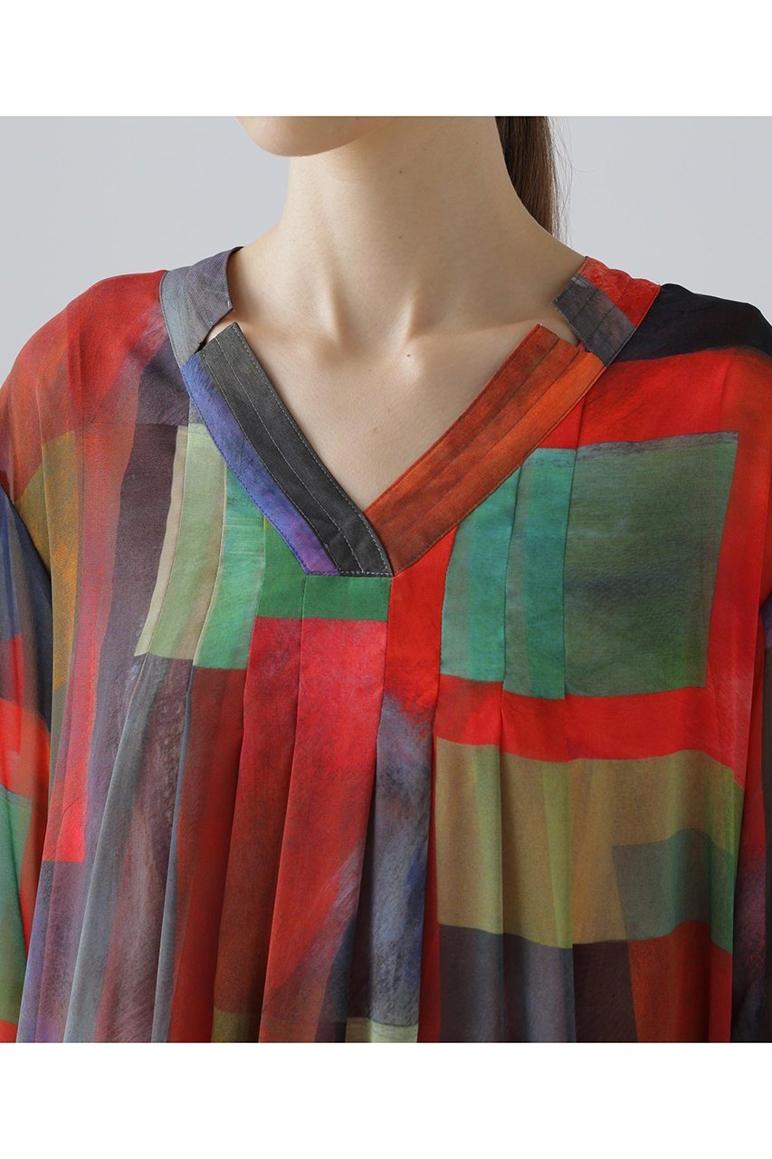 【アドーア/ADORE】のアブストラクトブロッキングプリントワンピース 人気、トレンドファッション・服の通販 founy(ファニー) 　ファッション　Fashion　レディースファッション　Fashion for Women　ワンピース　Dresses　チュニック　Tunic Tops & Dresses　シフォン　Chiffon, Lightweight Fabric　チュニック　Tunic, Long Top　ドレス　Dress, One-Piece　ブロッキング　Color Blocking, Panel Design　プリント　Print, Printed Pattern　ロング　Long, Long-Length　other-6|ID: prp329100004815851 ipo3291000000035669853