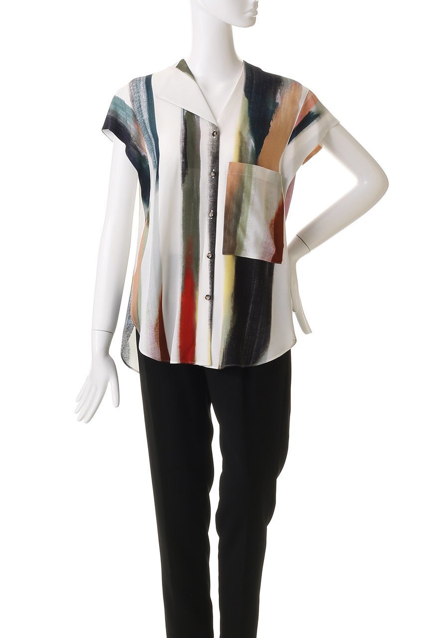 【アキラナカ/AKIRANAKA】のEmpty ストライプ ショートスリーブ シャツ 人気、トレンドファッション・服の通販 founy(ファニー) 　ファッション　Fashion　レディースファッション　Fashion for Women　トップス・カットソー　Cut & Sew Tops　シャツ・ブラウス・オフィスカジュアル　Elegant Blouses & Button-Ups　2026年　2026　インナー　Innerwear　グラフィック　Graphic, Graphic Design　ショート　Short, Short Length　ジャケット　Jacket, Outerwear　ストライプ　Stripe, Striped Pattern　スリーブ　Sleeve, Long Sleeve / Short Sleeve　ドレープ　Drape, Draping Fabric　夏　Summer　春　Spring　S/S・春夏　SS, Spring/Summer, Warm Season　other-2|ID: prp329100004815878 ipo3291000000034979672