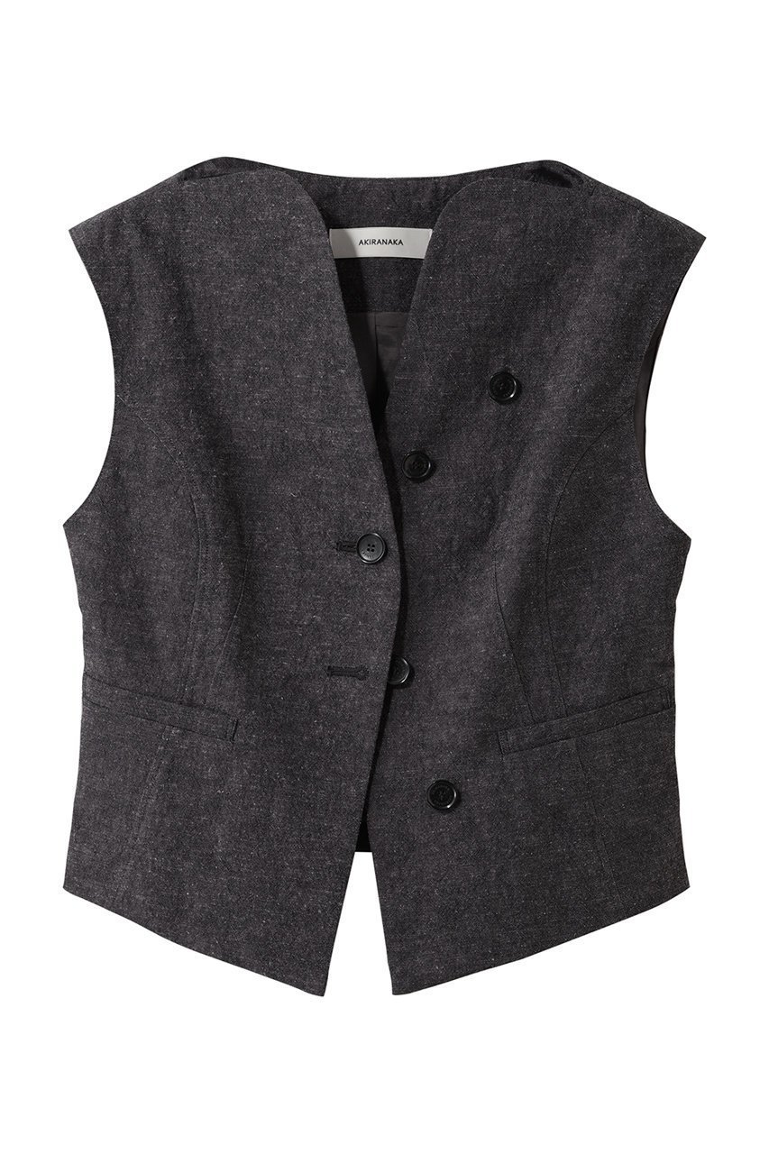 【アキラナカ/AKIRANAKA】のSesilia ベスト インテリア・キッズ・メンズ・レディースファッション・服の通販 founy(ファニー) 　ファッション　Fashion　レディースファッション　Fashion for Women　アウター　Coat / Outerwear Collection　レディースジャケット・軽アウター　Jackets　2026年　2026　カッティング　Cutting Detail　クロップド　Cropped, Short Length　コンパクト　Compact, Small Size　シェイプ　Shape, Slim Fit　ジャケット　Jacket, Outerwear　フォルム　Silhouette, Form　ベスト　Vest, Waistcoat　ボトム　Bottoms, Lower Wear　マキシ　Maxi, Full Length　モダン　Modern, Contemporary　リネン　Linen, Linen Fabric　エレガント 上品　Elegant　夏　Summer　春　Spring　S/S・春夏　SS, Spring/Summer, Warm Season　ブラック|ID: prp329100004815884 ipo3291000000034979723