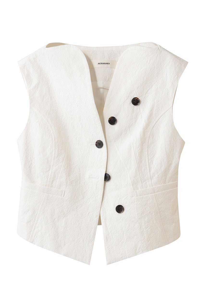 【アキラナカ/AKIRANAKA】のSesilia ベスト インテリア・キッズ・メンズ・レディースファッション・服の通販 founy(ファニー) 　ファッション　Fashion　レディースファッション　Fashion for Women　アウター　Coat / Outerwear Collection　レディースジャケット・軽アウター　Jackets　2026年　2026　カッティング　Cutting Detail　クロップド　Cropped, Short Length　コンパクト　Compact, Small Size　シェイプ　Shape, Slim Fit　ジャケット　Jacket, Outerwear　フォルム　Silhouette, Form　ベスト　Vest, Waistcoat　ボトム　Bottoms, Lower Wear　マキシ　Maxi, Full Length　モダン　Modern, Contemporary　リネン　Linen, Linen Fabric　エレガント 上品　Elegant　夏　Summer　春　Spring　S/S・春夏　SS, Spring/Summer, Warm Season　ホワイト|ID: prp329100004815884 ipo3291000000034979724