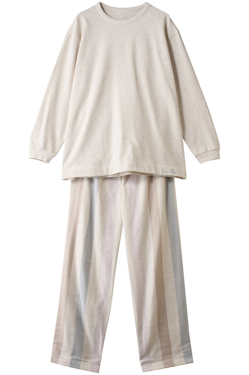 【キッドブルー/KID BLUE】の26Wガーゼストライプパジャマ インテリア・キッズ・メンズ・レディースファッション・服の通販 founy(ファニー) 　ファッション　Fashion　レディースファッション　Fashion for Women　トップス・カットソー　Cut & Sew Tops　ストライプ　Stripe, Striped Pattern　パジャマ　Pajamas, Sleepwear　ボトム　Bottoms, Lower Wear　リラックス　Relax, Relaxed Fit　エレガント 上品　Elegant　新作・新入荷　New Arrivals / New In　無地　Plain, Solid Color　アイボリー|ID: prp329100004815897 ipo3291000000034979811