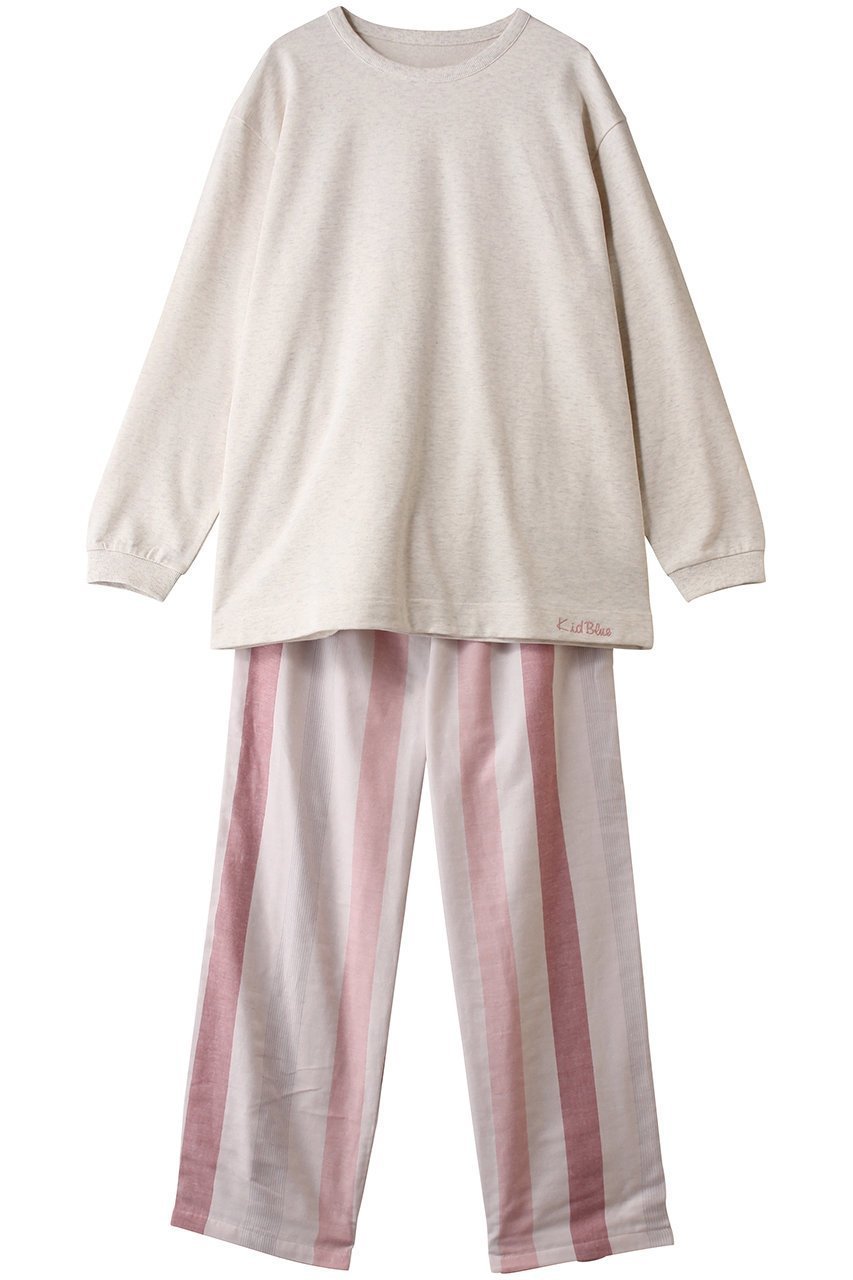 【キッドブルー/KID BLUE】の26Wガーゼストライプパジャマ インテリア・キッズ・メンズ・レディースファッション・服の通販 founy(ファニー) 　ファッション　Fashion　レディースファッション　Fashion for Women　トップス・カットソー　Cut & Sew Tops　ストライプ　Stripe, Striped Pattern　パジャマ　Pajamas, Sleepwear　ボトム　Bottoms, Lower Wear　リラックス　Relax, Relaxed Fit　エレガント 上品　Elegant　新作・新入荷　New Arrivals / New In　無地　Plain, Solid Color　ピンク|ID: prp329100004815897 ipo3291000000034979812