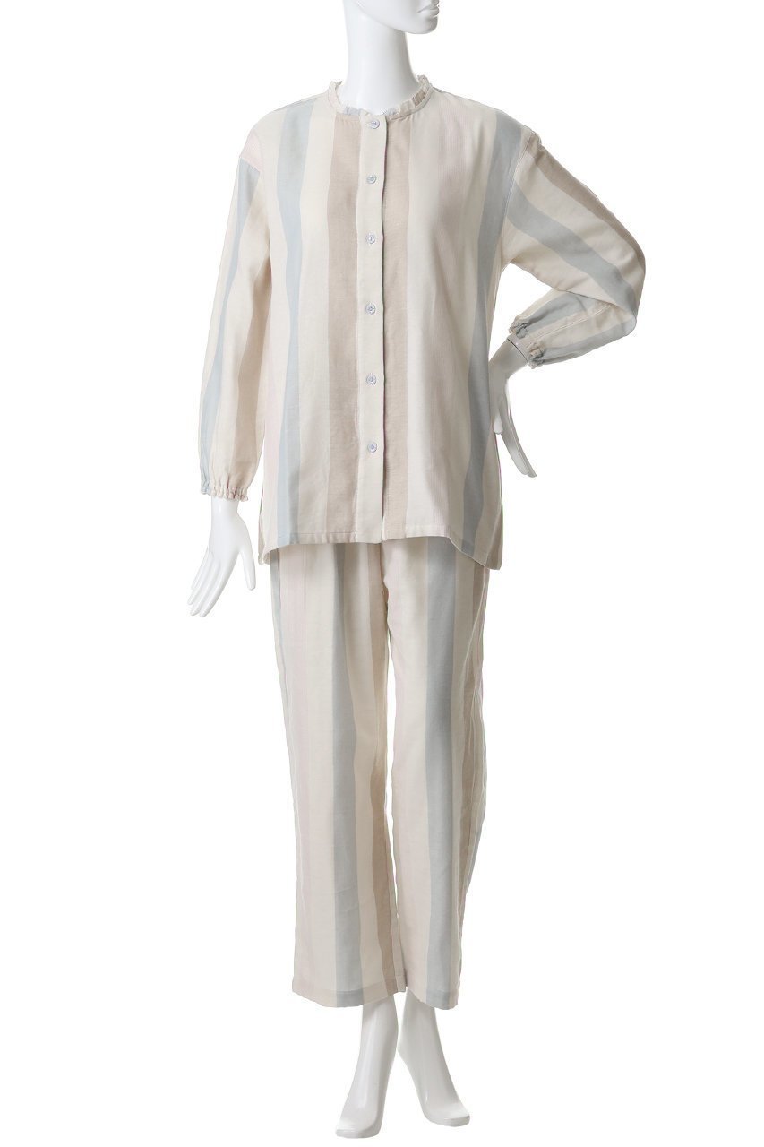 【キッドブルー/KID BLUE】の26Wガーゼストライプパジャマ 人気、トレンドファッション・服の通販 founy(ファニー) 　ファッション　Fashion　レディースファッション　Fashion for Women　トップス・カットソー　Cut & Sew Tops　ストライプ　Stripe, Striped Pattern　パジャマ　Pajamas, Sleepwear　フリル　Frill, Ruffle　新作・新入荷　New Arrivals / New In　other-2|ID: prp329100004815899 ipo3291000000034979845