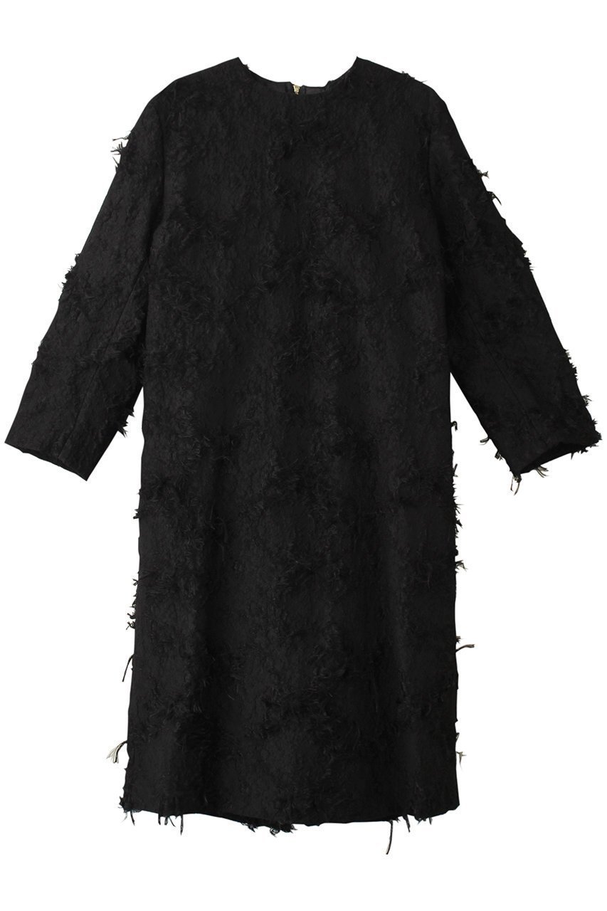 【ジェイドット/j.】のカットジャカードワンピース インテリア・キッズ・メンズ・レディースファッション・服の通販 founy(ファニー) 　ファッション　Fashion　レディースファッション　Fashion for Women　ワンピース　Dresses　チュニック　Tunic Tops & Dresses　シンプル　Simple, Minimal　ジャカード／ジャガード　Jacquard, Woven Pattern　スリット　Slit, Slit Detail　チュニック　Tunic, Long Top　ブラック|ID: prp329100004815919 ipo3291000000034980133