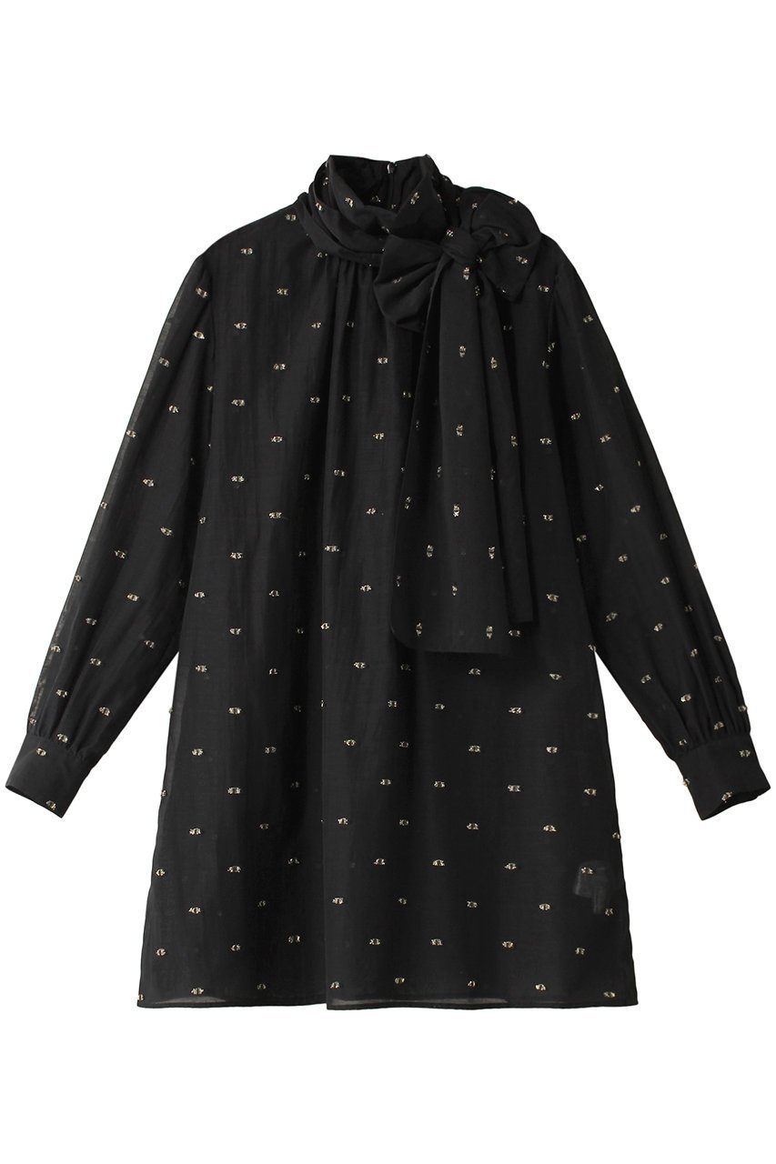 【ジェイドット/j.】のシアージャカードボウタイブラウス インテリア・キッズ・メンズ・レディースファッション・服の通販 founy(ファニー) 　ファッション　Fashion　レディースファッション　Fashion for Women　トップス・カットソー　Cut & Sew Tops　シャツ・ブラウス・オフィスカジュアル　Elegant Blouses & Button-Ups　オーガンジー　Organza Fabric　スカーフ　Scarf, Neckwear　スリーブ　Sleeve, Long Sleeve / Short Sleeve　ドット　Polka Dot, Dot Pattern　フェミニン　Feminine, Girly　リボン　Ribbon, Bow　ロング　Long, Long-Length　ブラック|ID: prp329100004815926 ipo3291000000034980204