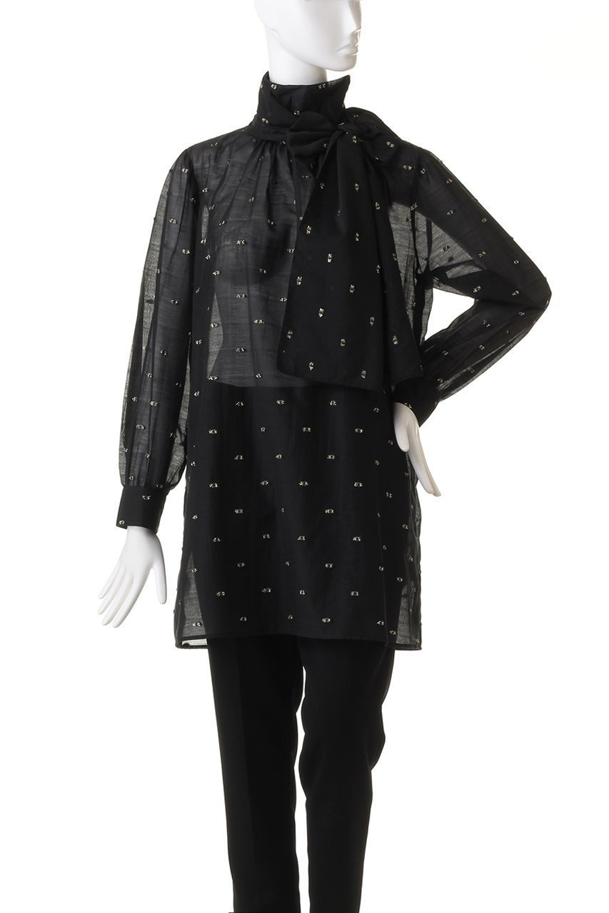 【ジェイドット/j.】のシアージャカードボウタイブラウス 人気、トレンドファッション・服の通販 founy(ファニー) 　ファッション　Fashion　レディースファッション　Fashion for Women　トップス・カットソー　Cut & Sew Tops　シャツ・ブラウス・オフィスカジュアル　Elegant Blouses & Button-Ups　オーガンジー　Organza Fabric　スカーフ　Scarf, Neckwear　スリーブ　Sleeve, Long Sleeve / Short Sleeve　ドット　Polka Dot, Dot Pattern　フェミニン　Feminine, Girly　リボン　Ribbon, Bow　ロング　Long, Long-Length　other-2|ID: prp329100004815926 ipo3291000000034980205
