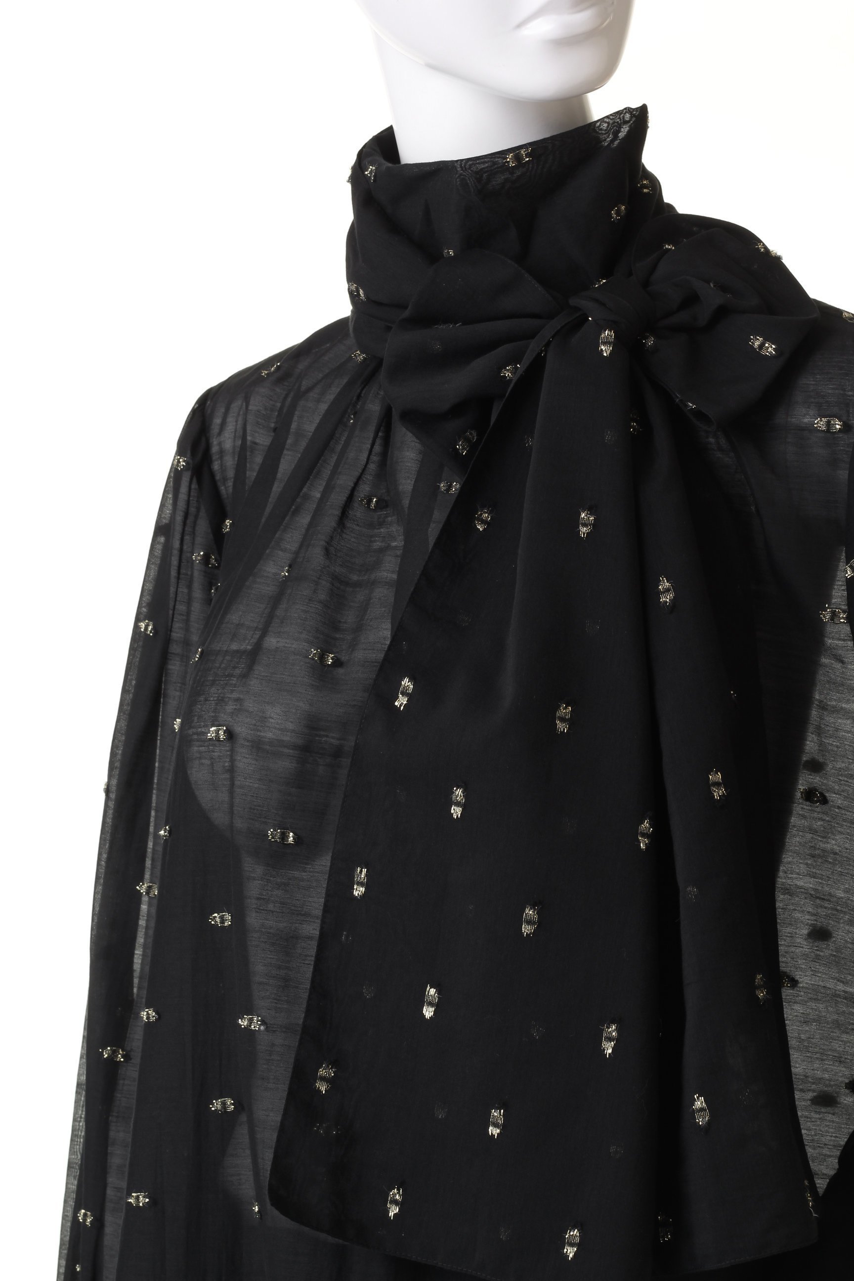 【ジェイドット/j.】のシアージャカードボウタイブラウス 人気、トレンドファッション・服の通販 founy(ファニー) 　ファッション　Fashion　レディースファッション　Fashion for Women　トップス・カットソー　Cut & Sew Tops　シャツ・ブラウス・オフィスカジュアル　Elegant Blouses & Button-Ups　オーガンジー　Organza Fabric　スカーフ　Scarf, Neckwear　スリーブ　Sleeve, Long Sleeve / Short Sleeve　ドット　Polka Dot, Dot Pattern　フェミニン　Feminine, Girly　リボン　Ribbon, Bow　ロング　Long, Long-Length　other-5|ID: prp329100004815926 ipo3291000000034980208