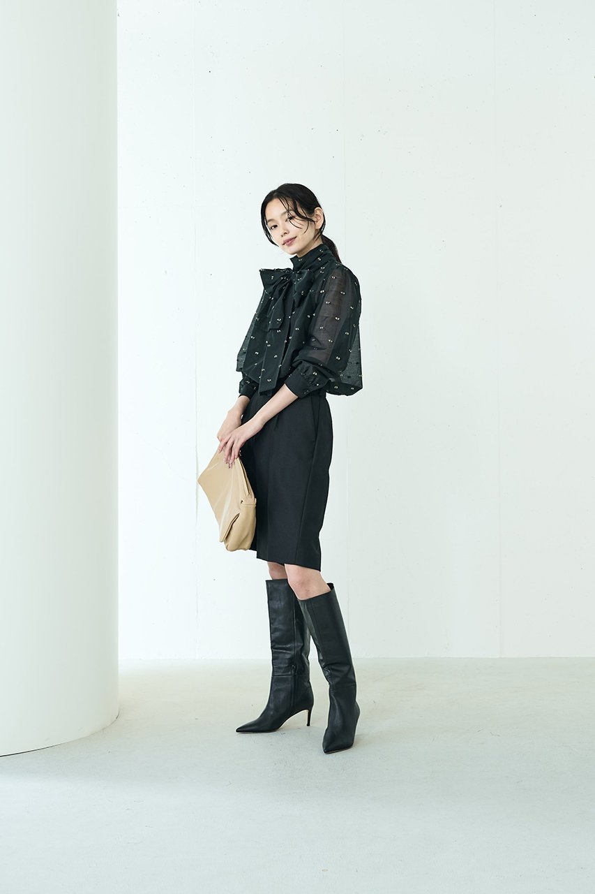 【ジェイドット/j.】のシアージャカードボウタイブラウス 人気、トレンドファッション・服の通販 founy(ファニー) 　ファッション　Fashion　レディースファッション　Fashion for Women　トップス・カットソー　Cut & Sew Tops　シャツ・ブラウス・オフィスカジュアル　Elegant Blouses & Button-Ups　オーガンジー　Organza Fabric　スカーフ　Scarf, Neckwear　スリーブ　Sleeve, Long Sleeve / Short Sleeve　ドット　Polka Dot, Dot Pattern　フェミニン　Feminine, Girly　リボン　Ribbon, Bow　ロング　Long, Long-Length　other-8|ID: prp329100004815926 ipo3291000000034980211