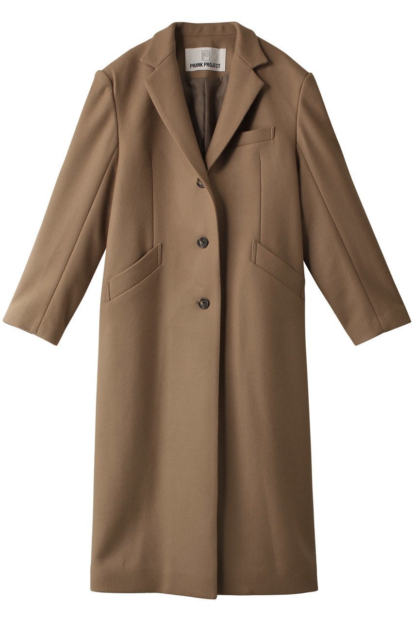 【プランク プロジェクト/PRANK PROJECT】のメルトンシングルチェスターコート / Melton Single Chester Coat インテリア・キッズ・メンズ・レディースファッション・服の通販 founy(ファニー) 　ファッション　Fashion　レディースファッション　Fashion for Women　アウター　Coat / Outerwear Collection　コート・ロングコート・ピーコート　Long Coats, Peacoats & More　チェスターコート・ロング丈アウター　Chester Coats / Chesterfield Long Coats　ショルダー　Shoulder, Shoulder Strap　マニッシュ　Mannish, Boyish　メルトン　Melton, Heavy Wool　ロング　Long, Long-Length　BGE(ベージュ)|ID: prp329100004815935 ipo3291000000034980340