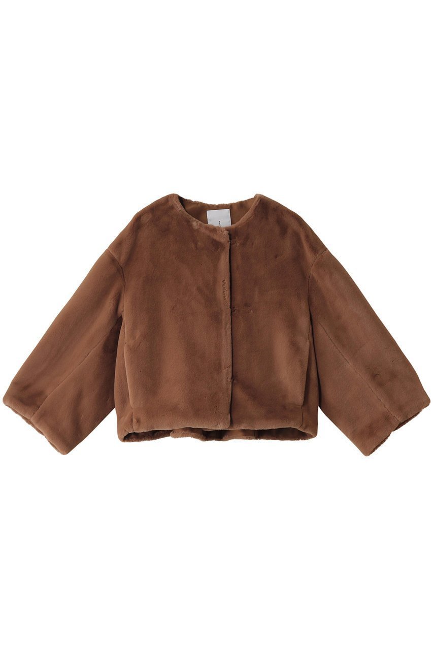 【ジェイドット/j.】のフェイクファーノーカラージャケット インテリア・キッズ・メンズ・レディースファッション・服の通販 founy(ファニー) 　ファッション　Fashion　レディースファッション　Fashion for Women　アウター　Coat / Outerwear Collection　レディースジャケット・軽アウター　Jackets　ノーカラージャケット / シンプル上品コーデ　Collarless Jackets　なめらか　Smooth, Silky Texture　ショート　Short, Short Length　ジャケット　Jacket, Outerwear　スリーブ　Sleeve, Long Sleeve / Short Sleeve　パーティ　Party, Party Style　フェイクファー　Faux Fur, Imitation Fur　フォルム　Silhouette, Form　フレア　Flare, Flared　ボトム　Bottoms, Lower Wear　リュクス　Luxury, Elegant, High-End, Chic　エレガント 上品　Elegant　今季　This Season, Current Season　モカ|ID: prp329100004815938 ipo3291000000035906256