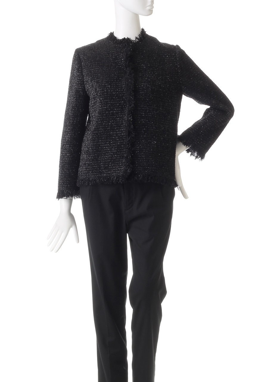 【ジェイドット/j.】のラメツイードノーカラージャケット 人気、トレンドファッション・服の通販 founy(ファニー) 　ファッション　Fashion　レディースファッション　Fashion for Women　アウター　Coat / Outerwear Collection　レディースジャケット・軽アウター　Jackets　ノーカラージャケット / シンプル上品コーデ　Collarless Jackets　エレガント 上品　Elegant　コンパクト　Compact, Small Size　ジャケット　Jacket, Outerwear　ツイード　Twill, Twill Weave　フリンジ　Fringe, Tassel　ボトム　Bottoms, Lower Wear　other-2|ID: prp329100004815940 ipo3291000000034980388