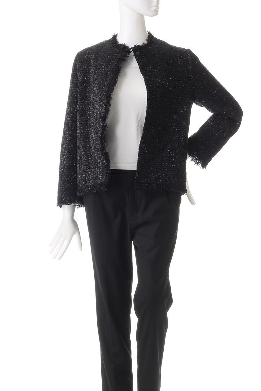 【ジェイドット/j.】のラメツイードノーカラージャケット 人気、トレンドファッション・服の通販 founy(ファニー) 　ファッション　Fashion　レディースファッション　Fashion for Women　アウター　Coat / Outerwear Collection　レディースジャケット・軽アウター　Jackets　ノーカラージャケット / シンプル上品コーデ　Collarless Jackets　エレガント 上品　Elegant　コンパクト　Compact, Small Size　ジャケット　Jacket, Outerwear　ツイード　Twill, Twill Weave　フリンジ　Fringe, Tassel　ボトム　Bottoms, Lower Wear　other-7|ID: prp329100004815940 ipo3291000000034980393