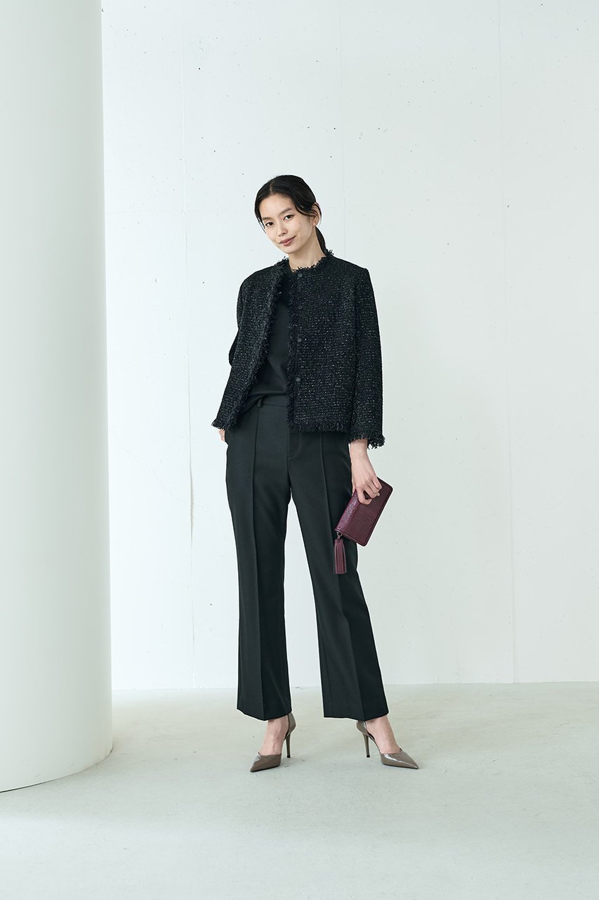 【ジェイドット/j.】のラメツイードノーカラージャケット 人気、トレンドファッション・服の通販 founy(ファニー) 　ファッション　Fashion　レディースファッション　Fashion for Women　アウター　Coat / Outerwear Collection　レディースジャケット・軽アウター　Jackets　ノーカラージャケット / シンプル上品コーデ　Collarless Jackets　エレガント 上品　Elegant　コンパクト　Compact, Small Size　ジャケット　Jacket, Outerwear　ツイード　Twill, Twill Weave　フリンジ　Fringe, Tassel　ボトム　Bottoms, Lower Wear　other-8|ID: prp329100004815940 ipo3291000000034980394