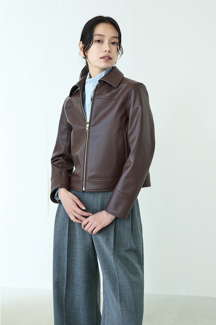 【ジェイドット/j.】のフェイクレザー衿つきジャケット 人気、トレンドファッション・服の通販 founy(ファニー) ファッション Fashion レディースファッション Fashion for Women アウター Coat / Outerwear Collection レディースジャケット・軽アウター Jackets なめらか Smooth, Silky Texture コンパクト Compact, Small Size ジャケット Jacket, Outerwear フェイクレザー Faux Leather, PU Leather ライダース Riders ワイド Wide, Wide Fit other-8|ID: prp329100004815942 ipo3291000000035552178