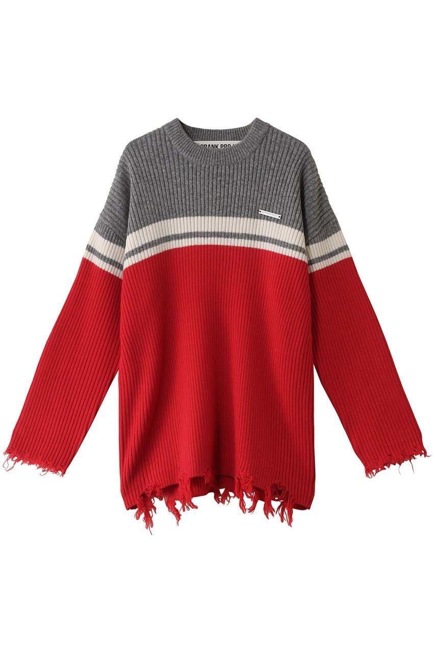 【プランク プロジェクト/PRANK PROJECT】のボーダーオーバーニット / Border Over Knit インテリア・キッズ・メンズ・レディースファッション・服の通販 founy(ファニー) ファッション Fashion レディースファッション Fashion for Women トップス・カットソー Cut & Sew Tops ニット Knit Tops & Sweaters カジュアルプルオーバー・ニットトップス Pullovers & Knit Tops / Casual Pullovers コンビ Combo, Combination Style RED(レッド)|ID: prp329100004815950 ipo3291000000034980572