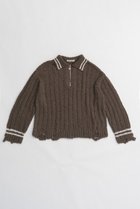 【プランク プロジェクト/PRANK PROJECT】のポロネックニット/Polo Neck Knit 人気、トレンドファッション・服の通販 founy(ファニー) ファッション Fashion レディースファッション Fashion for Women トップス・カットソー Cut & Sew Tops ニット Knit Tops & Sweaters カジュアルプルオーバー・ニットトップス Pullovers & Knit Tops / Casual Pullovers ジップ Zip, Zipper セットアップ Set-Up, Coordinated Outfit ダメージ Distressed, Destroyed thumbnail BRN(ブラウン)|ID: prp329100004815952 ipo3291000000034980592