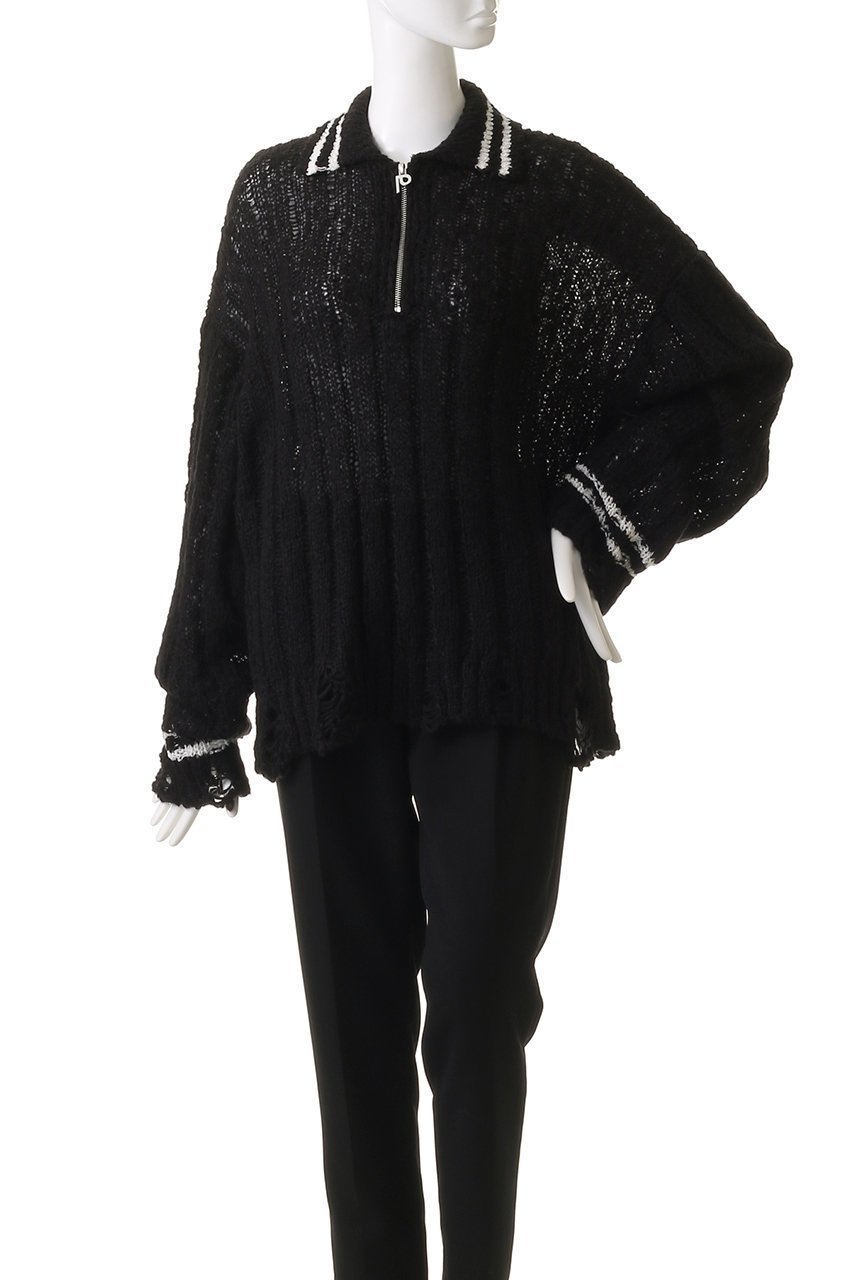 【プランク プロジェクト/PRANK PROJECT】のポロネックニット/Polo Neck Knit 人気、トレンドファッション・服の通販 founy(ファニー) 　ファッション　Fashion　レディースファッション　Fashion for Women　トップス・カットソー　Cut & Sew Tops　ニット　Knit Tops & Sweaters　カジュアルプルオーバー・ニットトップス　Pullovers & Knit Tops / Casual Pullovers　ジップ　Zip, Zipper　セットアップ　Set-Up, Coordinated Outfit　ダメージ　Distressed, Destroyed　other-2|ID: prp329100004815952 ipo3291000000034980594