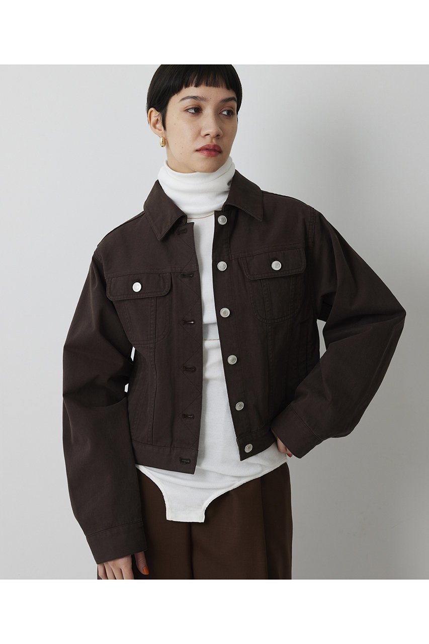 【ウィムガゼット/Whim Gazette】の【THE PAUSE】コットンツイルジャケット インテリア・キッズ・メンズ・レディースファッション・服の通販 founy(ファニー) 　ファッション　Fashion　レディースファッション　Fashion for Women　アウター　Coat / Outerwear Collection　レディースジャケット・軽アウター　Jackets　おすすめ　Recommended / Our Picks　インナー　Innerwear　コンパクト　Compact, Small Size　ショート　Short, Short Length　ジャケット　Jacket, Outerwear　セットアップ　Set-Up, Coordinated Outfit　デニム　Denim, Jeans Material　ダークブラウン|ID: prp329100004815978 ipo3291000000036138896
