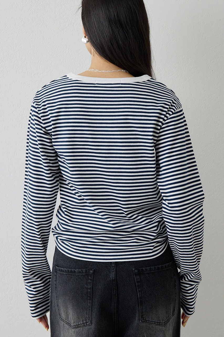 【ウィムガゼット/Whim Gazette】の【THE PAUSE】ボーダーロンTEE 人気、トレンドファッション・服の通販 founy(ファニー) 　ファッション　Fashion　レディースファッション　Fashion for Women　トップス・カットソー　Cut & Sew Tops　シャツ・ブラウス・オフィスカジュアル　Elegant Blouses & Button-Ups　ロングTシャツ・Tシャツ　Longline T-Shirts & Tees　カットソー・ベーシックTシャツ　Cut-and-Sewn Tops / Stretch Tees & Basics　2026年　2026　インナー　Innerwear　コンパクト　Compact, Small Size　ストレッチ　Stretch, Stretchy Fabric　スリーブ　Sleeve, Long Sleeve / Short Sleeve　ボーダー　Border, Stripe　ロング　Long, Long-Length　夏　Summer　春　Spring　S/S・春夏　SS, Spring/Summer, Warm Season　other-3|ID: prp329100004815981 ipo3291000000034981068