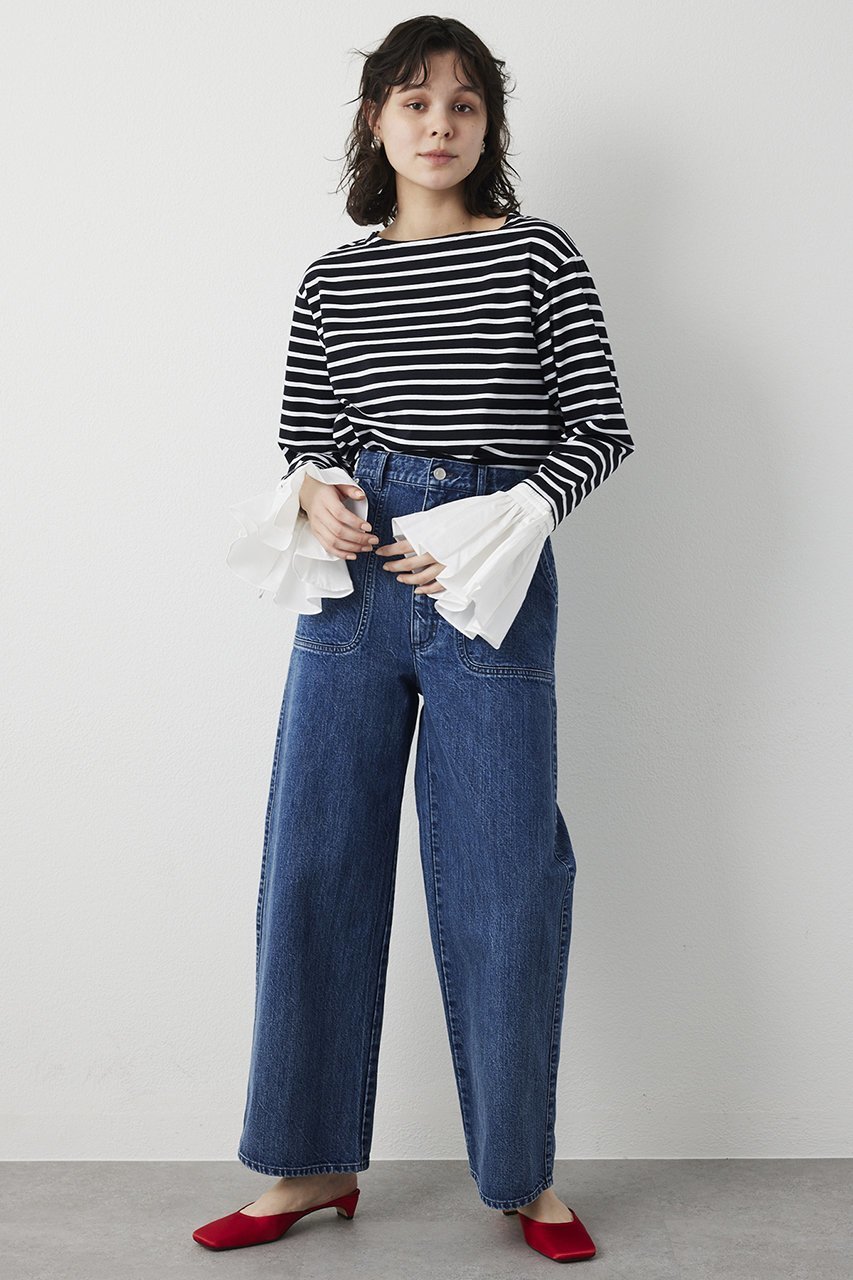 【ウィムガゼット/Whim Gazette】の【THE PAUSE】フレアカフスボーダープルオーバー 人気、トレンドファッション・服の通販 founy(ファニー) 　ファッション　Fashion　レディースファッション　Fashion for Women　トップス・カットソー　Cut & Sew Tops　シャツ・ブラウス・オフィスカジュアル　Elegant Blouses & Button-Ups　ロングTシャツ・Tシャツ　Longline T-Shirts & Tees　カジュアルプルオーバー・ニットトップス　Pullovers & Knit Tops / Casual Pullovers　カットソー・ベーシックTシャツ　Cut-and-Sewn Tops / Stretch Tees & Basics　2026年　2026　おすすめ　Recommended / Our Picks　ジャケット　Jacket, Outerwear　スリーブ　Sleeve, Long Sleeve / Short Sleeve　バランス　Balance, Style Balance　フェミニン　Feminine, Girly　フレア　Flare, Flared　ボーダー　Border, Stripe　ロング　Long, Long-Length　夏　Summer　定番　Standard, Basic Item　春　Spring　S/S・春夏　SS, Spring/Summer, Warm Season　other-5|ID: prp329100004815982 ipo3291000000034981080