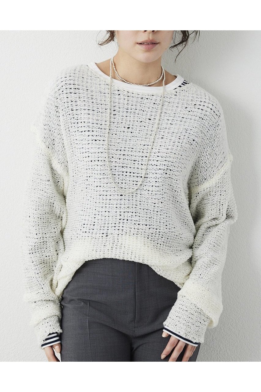 【ウィムガゼット/Whim Gazette】の【THE PAUSE】メッシュプルオーバー インテリア・キッズ・メンズ・レディースファッション・服の通販 founy(ファニー) 　ファッション　Fashion　レディースファッション　Fashion for Women　トップス・カットソー　Cut & Sew Tops　ニット　Knit Tops & Sweaters　カジュアルプルオーバー・ニットトップス　Pullovers & Knit Tops / Casual Pullovers　2026年　2026　おすすめ　Recommended / Our Picks　オレンジ　Orange　ボーダー　Border, Stripe　メッシュ　Mesh, Net Fabric　リラックス　Relax, Relaxed Fit　エレガント 上品　Elegant　夏　Summer　春　Spring　S/S・春夏　SS, Spring/Summer, Warm Season　オフホワイト|ID: prp329100004815983 ipo3291000000034981085