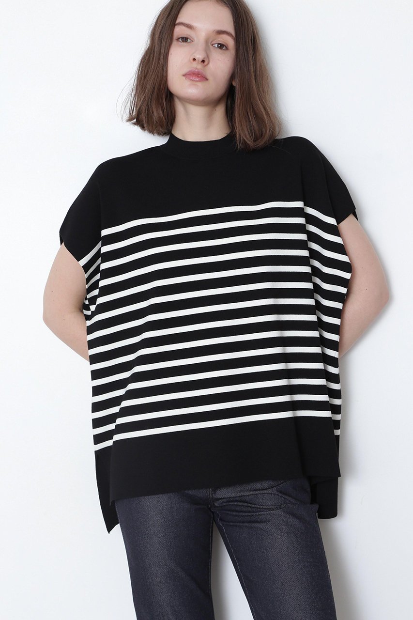 【ル フィル/LE PHIL】の《LE PHIL》ノースリーブニット インテリア・キッズ・メンズ・レディースファッション・服の通販 founy(ファニー) 　ファッション　Fashion　レディースファッション　Fashion for Women　トップス・カットソー　Cut & Sew Tops　ニット　Knit Tops & Sweaters　キャミソール&ノースリーブ　Camisoles & Sleeveless Tops　カジュアルプルオーバー・ニットトップス　Pullovers & Knit Tops / Casual Pullovers　シンプル　Simple, Minimal　スタンダード　Standard, Basic　ノースリーブ　Sleeveless, No-Sleeve　ボーダー　Border, Stripe　再入荷　Restock / Back in Stock　ブラック|ID: prp329100004815993 ipo3291000000034981186