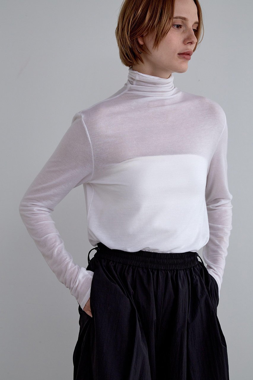 【ル フィル/LE PHIL】の《LE PHIL》シアージャージー インテリア・キッズ・メンズ・レディースファッション・服の通販 founy(ファニー) 　ファッション　Fashion　レディースファッション　Fashion for Women　トップス・カットソー　Cut & Sew Tops　シャツ・ブラウス・オフィスカジュアル　Elegant Blouses & Button-Ups　ロングTシャツ・Tシャツ　Longline T-Shirts & Tees　カットソー・ベーシックTシャツ　Cut-and-Sewn Tops / Stretch Tees & Basics　なめらか　Smooth, Silky Texture　インナー　Innerwear　シアー　Sheer, See-Through　シンプル　Simple, Minimal　スタンダード　Standard, Basic　スリーブ　Sleeve, Long Sleeve / Short Sleeve　ロング　Long, Long-Length　再入荷　Restock / Back in Stock　秋　Autumn　ホワイト|ID: prp329100004816002 ipo3291000000034981302