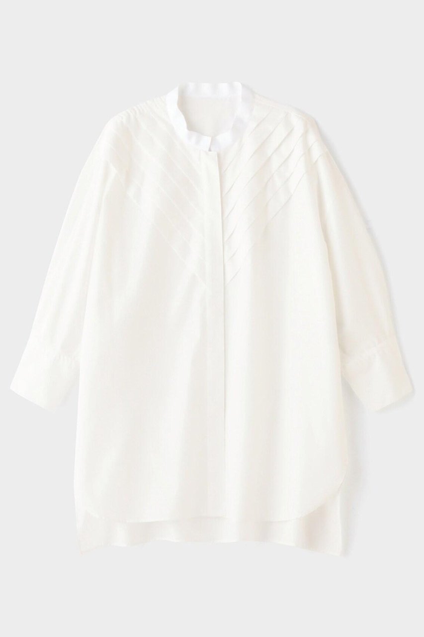 【ル フィル/LE PHIL】の《LE PHIL》TCブロードブラウス(6分袖) インテリア・キッズ・メンズ・レディースファッション・服の通販 founy(ファニー) 　ファッション　Fashion　レディースファッション　Fashion for Women　トップス・カットソー　Cut & Sew Tops　シャツ・ブラウス・オフィスカジュアル　Elegant Blouses & Button-Ups　ウォッシャブル　Machine Washable　グログラン　Grosgrain, Grosgrain Ribbon　ショート　Short, Short Length　スタンダード　Standard, Basic　スタンド　Stand Collar, Upright Stand　スリーブ　Sleeve, Long Sleeve / Short Sleeve　タイプライター　Typewriter Fabric, Crisp Cotton　トライアングル　Triangle, Triangular Shape　ブロード　Broadcloth, Fine Cotton　モダン　Modern, Contemporary　再入荷　Restock / Back in Stock　軽量　Lightweight, Ultra Light　ホワイト|ID: prp329100004816006 ipo3291000000034981338