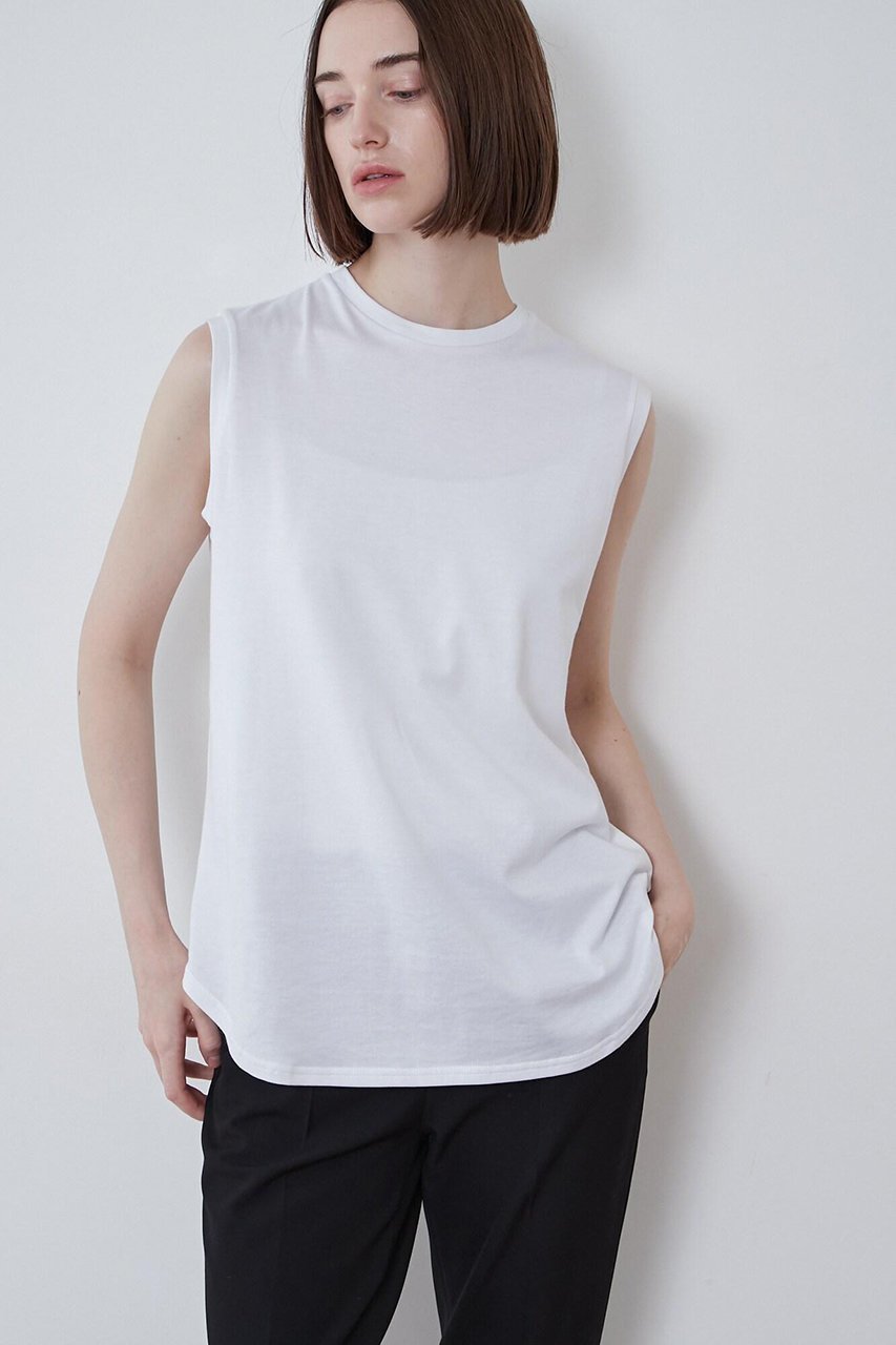 【ル フィル/LE PHIL】のコットンノースリーブカットソー インテリア・キッズ・メンズ・レディースファッション・服の通販 founy(ファニー) 　ファッション　Fashion　レディースファッション　Fashion for Women　トップス・カットソー　Cut & Sew Tops　キャミソール&ノースリーブ　Camisoles & Sleeveless Tops　シャツ・ブラウス・オフィスカジュアル　Elegant Blouses & Button-Ups　ロングTシャツ・Tシャツ　Longline T-Shirts & Tees　カットソー・ベーシックTシャツ　Cut-and-Sewn Tops / Stretch Tees & Basics　インナー　Innerwear　キャミソール　Camisole, Spaghetti Strap Top　シンプル　Simple, Minimal　ジャケット　Jacket, Outerwear　タンク　Tank Top, Sleeveless Top　ベーシック　Basic, Essential　再入荷　Restock / Back in Stock　ホワイト|ID: prp329100004816007 ipo3291000000034981350
