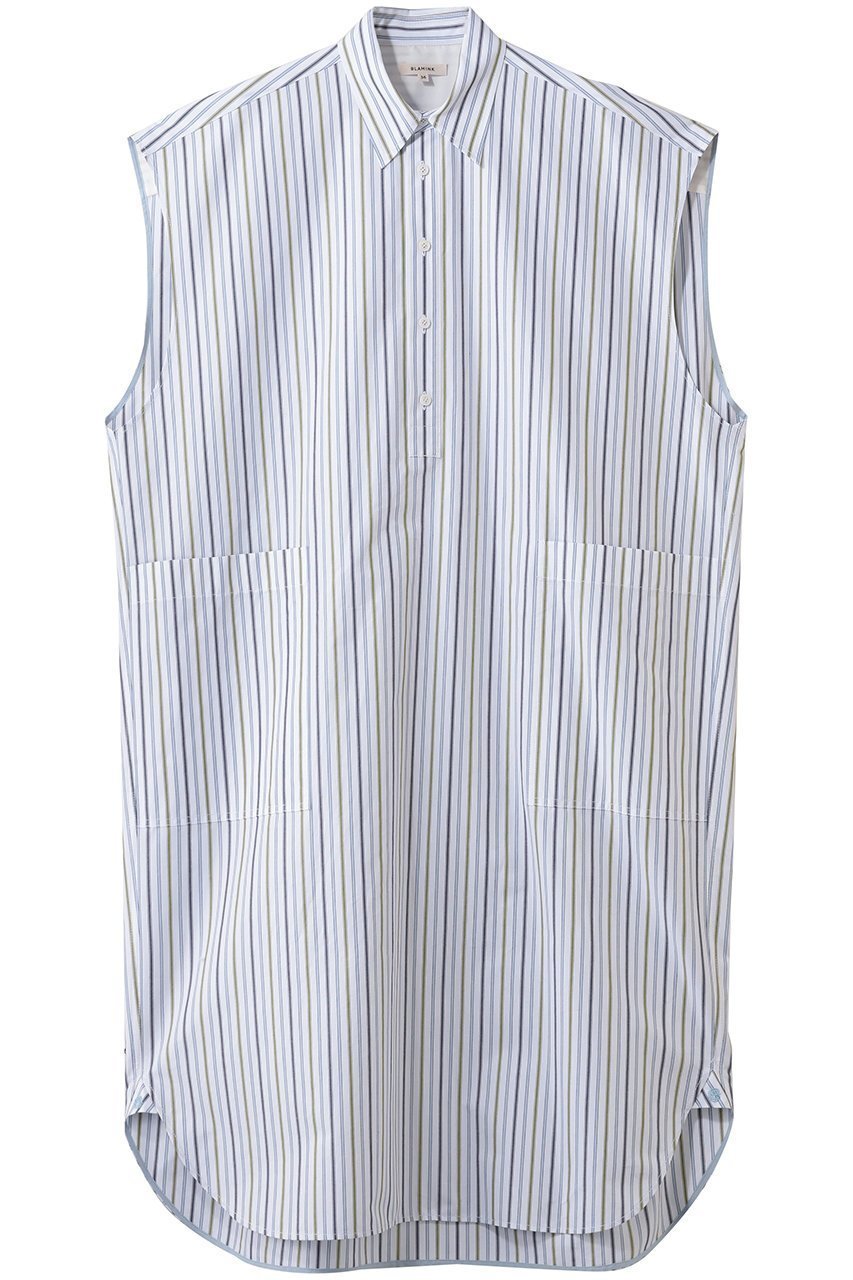 【ブラミンク/BLAMINK】のストライプノースリーブシャツワンピース 人気、トレンドファッション・服の通販 founy(ファニー) 　ファッション　Fashion　レディースファッション　Fashion for Women　ワンピース　Dresses　シャツワンピース / 1枚で着映えコーデ　Shirt Dresses　チュニック　Tunic Tops & Dresses　2026年　2026　ストライプ　Stripe, Striped Pattern　チュニック　Tunic, Long Top　ラグジュアリー　Luxury, Elegant　リラックス　Relax, Relaxed Fit　ワイド　Wide, Wide Fit　エレガント 上品　Elegant　夏　Summer　春　Spring　S/S・春夏　SS, Spring/Summer, Warm Season　 other-1|ID: prp329100004816918 ipo3291000000034988467