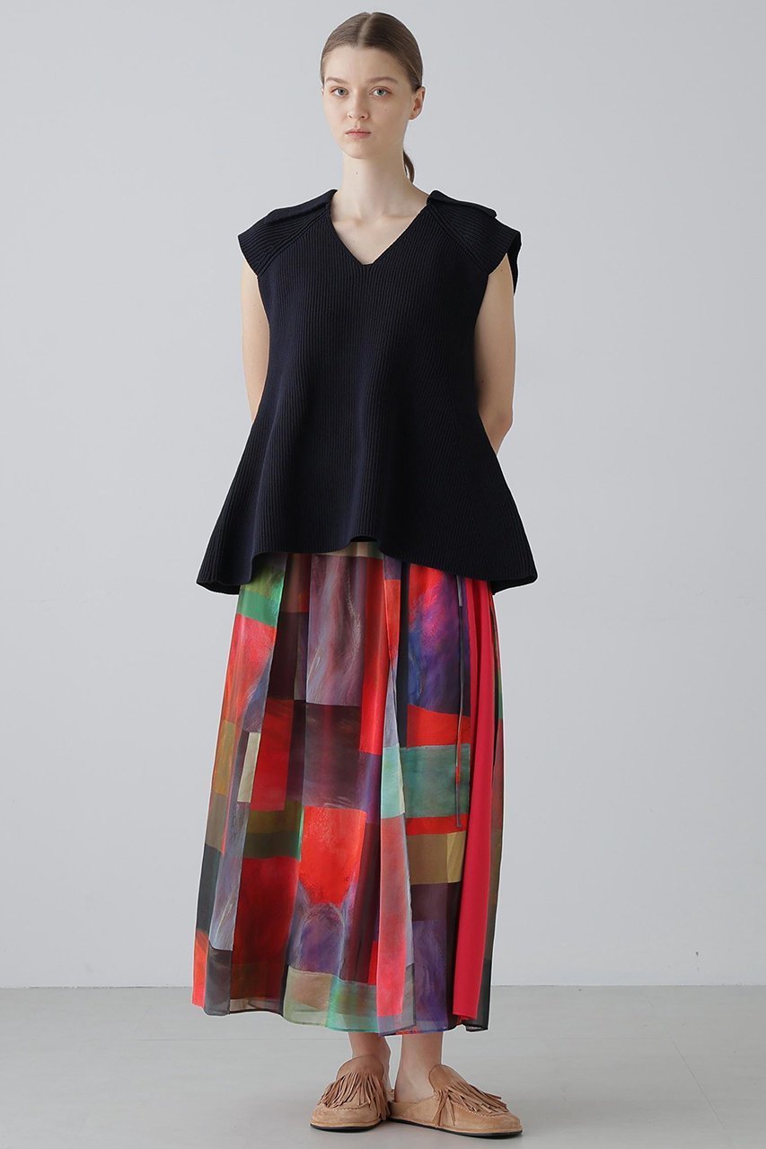 【アドーア/ADORE】のアブストラクトブロッキングプリントスカート 人気、トレンドファッション・服の通販 founy(ファニー) 　ファッション　Fashion　レディースファッション　Fashion for Women　スカート　Skirts　ロングスカート　Long Skirts / Maxi & Midi Skirts　シフォン　Chiffon, Lightweight Fabric　シンプル　Simple, Minimal　ロング　Long, Long-Length　other-3|ID: prp329100004816938 ipo3291000000035696581