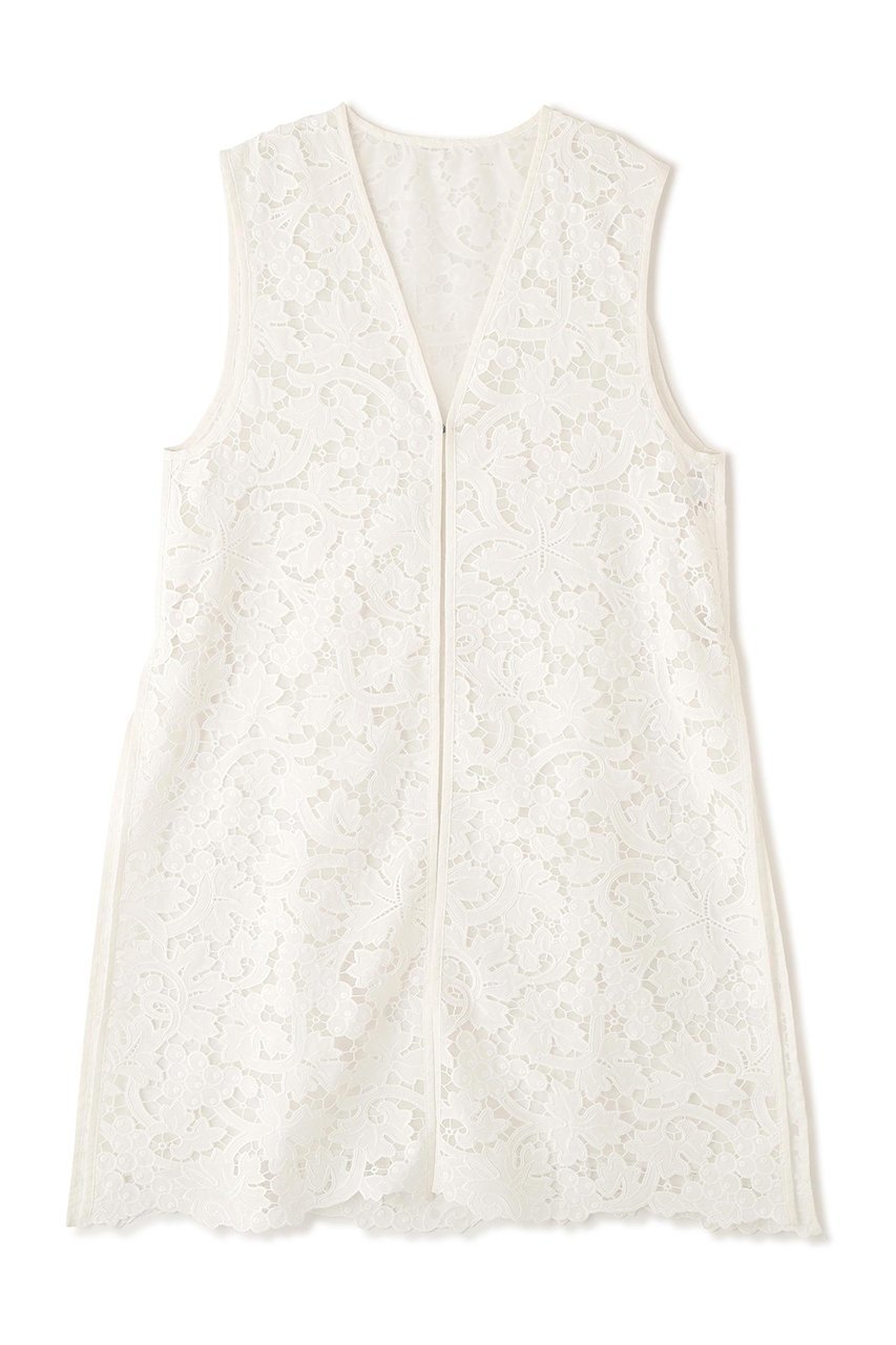 【アドーア/ADORE】のベリーレースブラウス インテリア・キッズ・メンズ・レディースファッション・服の通販 founy(ファニー) 　ファッション　Fashion　レディースファッション　Fashion for Women　トップス・カットソー　Cut & Sew Tops　キャミソール&ノースリーブ　Camisoles & Sleeveless Tops　シャツ・ブラウス・オフィスカジュアル　Elegant Blouses & Button-Ups　ケミカル　Chemical, Chemical Wash　シアー　Sheer, See-Through　スリット　Slit, Slit Detail　ドレープ　Drape, Draping Fabric　ノースリーブ　Sleeveless, No-Sleeve　フロント　Front, Front Design　モチーフ　Motif, Design Theme　リーフ　Leaf, Botanical Leaf　ロング　Long, Long-Length　ホワイト|ID: prp329100004816943 ipo3291000000034988634