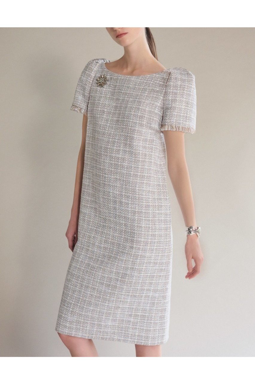 【デイジーリン/DAISY LIN】のWashable Tweed “Elegant Puff Dress” 人気、トレンドファッション・服の通販 founy(ファニー) 　ファッション　Fashion　レディースファッション　Fashion for Women　ワンピース　Dresses　フォーマル・パーティードレス・結婚式用ドレス　Elegant & Casual Dresses　チュニック　Tunic Tops & Dresses　エレガント 上品　Elegant　洗える　Machine Washable　クラシック　Classic, Timeless Style　スリーブ　Sleeve, Long Sleeve / Short Sleeve　チュニック　Tunic, Long Top　ツイード　Twill, Twill Weave　定番　Standard, Basic Item　フリンジ　Fringe, Tassel　ボックス　Boxy, Box Shape　リラックス　Relax, Relaxed Fit　新作・新入荷　New Arrivals / New In　other-6|ID: prp329100004816951 ipo3291000000034988742