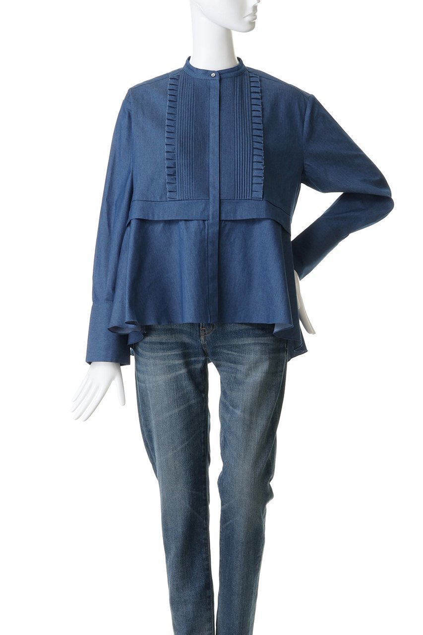 【マリリンムーン/MARILYN MOON】のタックフリル フレアシャツ 人気、トレンドファッション・服の通販 founy(ファニー) 　ファッション　Fashion　レディースファッション　Fashion for Women　トップス・カットソー　Cut & Sew Tops　シャツ・ブラウス・オフィスカジュアル　Elegant Blouses & Button-Ups　2026年　2026　カーディガン　Cardigan, Knitwear　ジャケット　Jacket, Outerwear　スリーブ　Sleeve, Long Sleeve / Short Sleeve　チェック　Check, Plaid, Tartan　バランス　Balance, Style Balance　フリル　Frill, Ruffle　フレア　Flare, Flared　ボトム　Bottoms, Lower Wear　ロング　Long, Long-Length　台形　A-Line, Trapezoid Shape　夏　Summer　春　Spring　S/S・春夏　SS, Spring/Summer, Warm Season　other-2|ID: prp329100004816978 ipo3291000000034989502