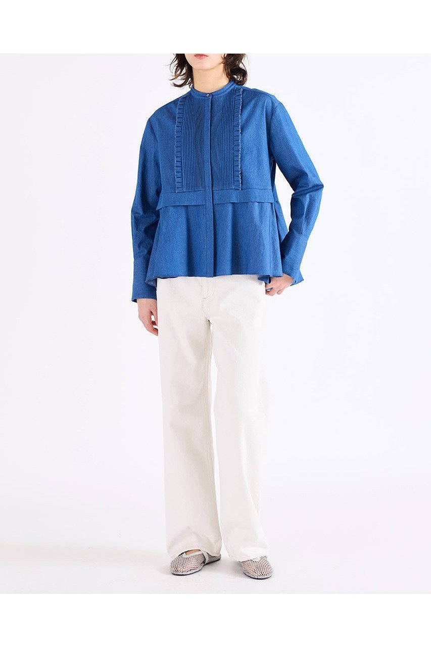 【マリリンムーン/MARILYN MOON】のタックフリル フレアシャツ 人気、トレンドファッション・服の通販 founy(ファニー) 　ファッション　Fashion　レディースファッション　Fashion for Women　トップス・カットソー　Cut & Sew Tops　シャツ・ブラウス・オフィスカジュアル　Elegant Blouses & Button-Ups　2026年　2026　カーディガン　Cardigan, Knitwear　ジャケット　Jacket, Outerwear　スリーブ　Sleeve, Long Sleeve / Short Sleeve　チェック　Check, Plaid, Tartan　バランス　Balance, Style Balance　フリル　Frill, Ruffle　フレア　Flare, Flared　ボトム　Bottoms, Lower Wear　ロング　Long, Long-Length　台形　A-Line, Trapezoid Shape　夏　Summer　春　Spring　S/S・春夏　SS, Spring/Summer, Warm Season　other-8|ID: prp329100004816978 ipo3291000000034989508