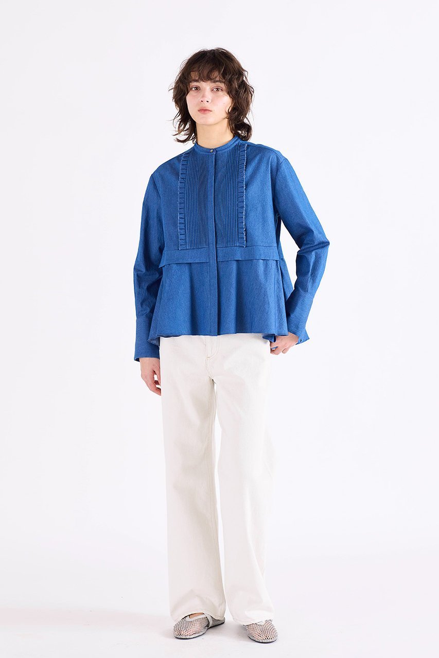 【マリリンムーン/MARILYN MOON】のタックフリル フレアシャツ 人気、トレンドファッション・服の通販 founy(ファニー) 　ファッション　Fashion　レディースファッション　Fashion for Women　トップス・カットソー　Cut & Sew Tops　シャツ・ブラウス・オフィスカジュアル　Elegant Blouses & Button-Ups　2026年　2026　カーディガン　Cardigan, Knitwear　ジャケット　Jacket, Outerwear　スリーブ　Sleeve, Long Sleeve / Short Sleeve　チェック　Check, Plaid, Tartan　バランス　Balance, Style Balance　フリル　Frill, Ruffle　フレア　Flare, Flared　ボトム　Bottoms, Lower Wear　ロング　Long, Long-Length　台形　A-Line, Trapezoid Shape　夏　Summer　春　Spring　S/S・春夏　SS, Spring/Summer, Warm Season　other-8|ID: prp329100004816978 ipo3291000000035427596