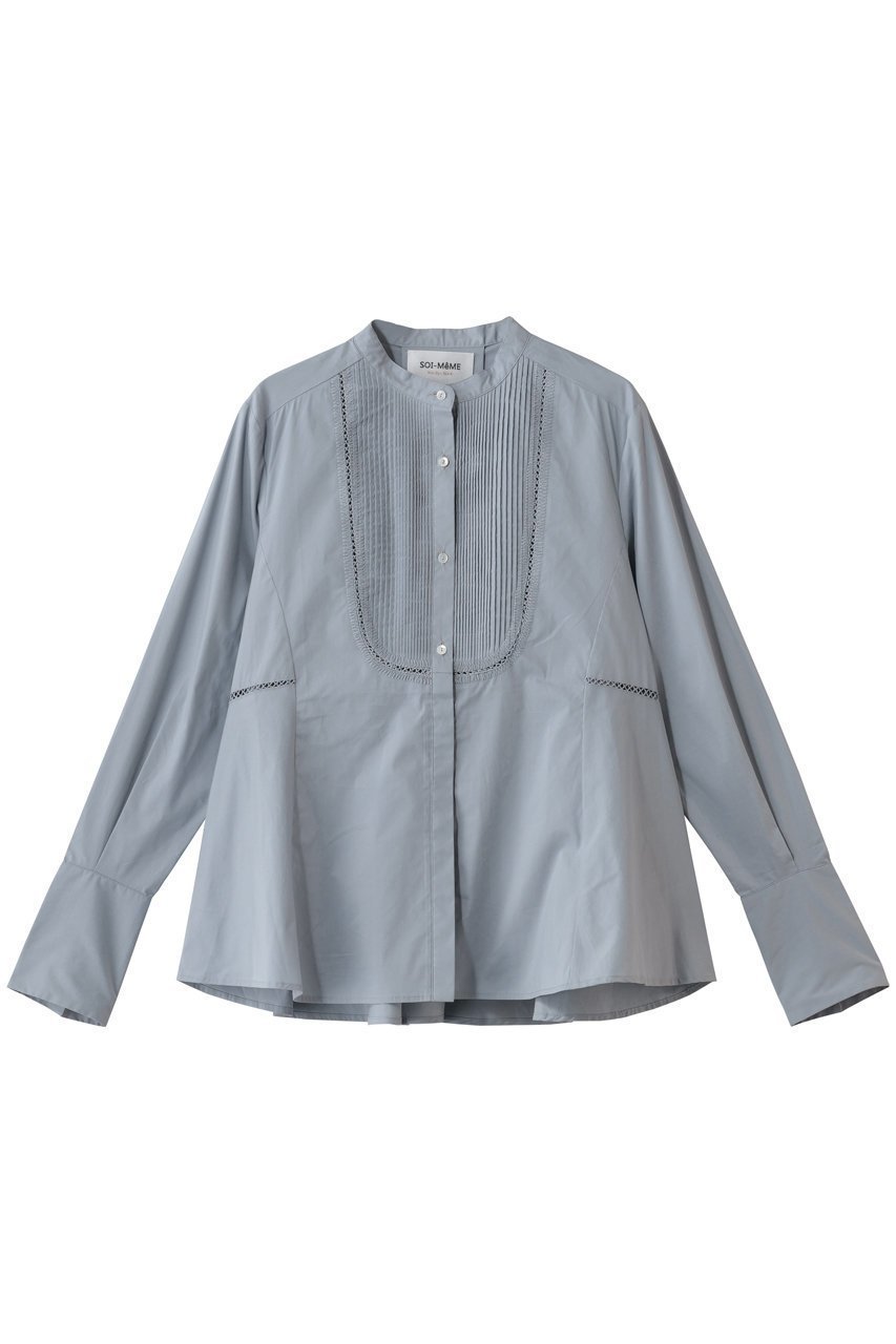 【マリリンムーン/MARILYN MOON】の【SOI-MeME】ピンタックブザムエンブロイダリーブラウス インテリア・キッズ・メンズ・レディースファッション・服の通販 founy(ファニー) 　ファッション　Fashion　レディースファッション　Fashion for Women　トップス・カットソー　Cut & Sew Tops　シャツ・ブラウス・オフィスカジュアル　Elegant Blouses & Button-Ups　2026年　2026　スカラップ　Scallop, Scalloped Edge　スリーブ　Sleeve, Long Sleeve / Short Sleeve　ダブル　Double, Double-Breasted　フレア　Flare, Flared　モダン　Modern, Contemporary　ラグジュアリー　Luxury, Elegant　ロング　Long, Long-Length　夏　Summer　春　Spring　S/S・春夏　SS, Spring/Summer, Warm Season　透かし　Cut-Out, Lacework　サックス|ID: prp329100004816980 ipo3291000000034989530