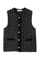 【マリリンムーン/MARILYN MOON】の【SOI-MeME】ツイードニットフリンジベスト 【ELLE SHOP限定】ブラック|ID: prp329100004816982 ipo3291000000034989552