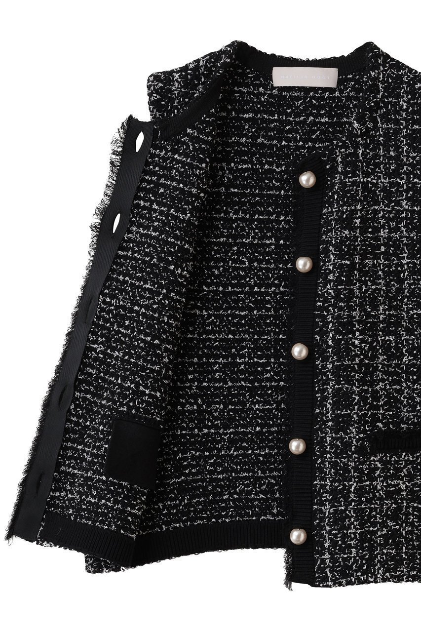 【マリリンムーン/MARILYN MOON】の【SOI-MeME】ツイードニットフリンジベスト 人気、トレンドファッション・服の通販 founy(ファニー) 　ファッション　Fashion　レディースファッション　Fashion for Women　アウター　Coat / Outerwear Collection　レディースジャケット・軽アウター　Jackets　2026年　2026　おすすめ　Recommended / Our Picks　エレガント 上品　Elegant　コンパクト　Compact, Small Size　サマー　Summer, Summer Style　ショート　Short, Short Length　シルバー　Silver, Metallic Silver　ジャケット　Jacket, Outerwear　ツイード　Twill, Twill Weave　ノースリーブ　Sleeveless, No-Sleeve　フリンジ　Fringe, Tassel　ベスト　Vest, Waistcoat　ボトム　Bottoms, Lower Wear　モダン　Modern, Contemporary　夏　Summer　春　Spring　S/S・春夏　SS, Spring/Summer, Warm Season　other-7|ID: prp329100004816982 ipo3291000000034989559