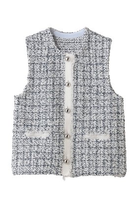 【マリリンムーン/MARILYN MOON】の【SOI-MeME】ツイードニットフリンジベスト 人気、トレンドファッション・服の通販 founy(ファニー) ファッション Fashion レディースファッション Fashion for Women アウター Coat / Outerwear Collection レディースジャケット・軽アウター Jackets 2026年 2026 おすすめ Recommended / Our Picks エレガント 上品 Elegant コンパクト Compact, Small Size サマー Summer, Summer Style ショート Short, Short Length シルバー Silver, Metallic Silver ジャケット Jacket, Outerwear ツイード Twill, Twill Weave ノースリーブ Sleeveless, No-Sleeve フリンジ Fringe, Tassel ベスト Vest, Waistcoat ボトム Bottoms, Lower Wear モダン Modern, Contemporary 夏 Summer 春 Spring S/S・春夏 SS, Spring/Summer, Warm Season |ID:prp329100004816982