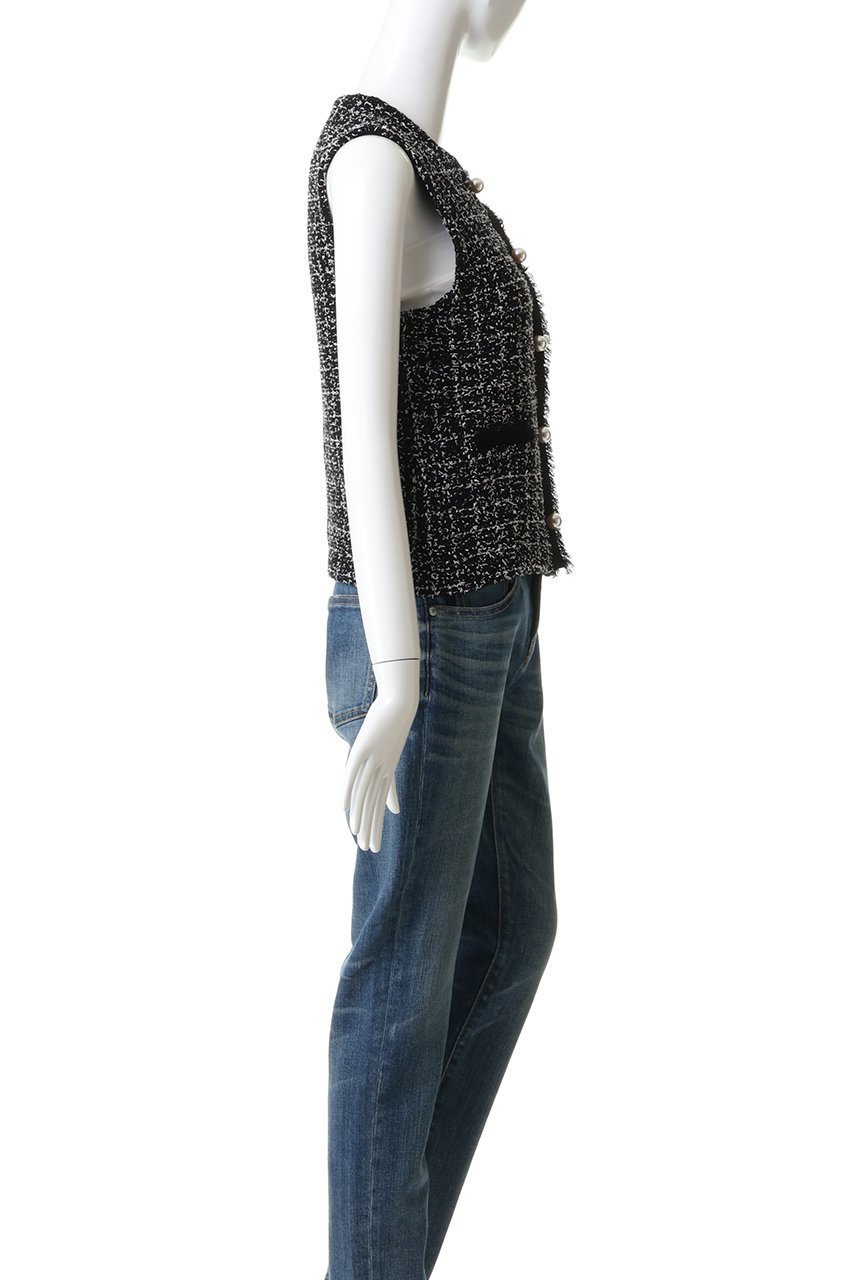 【マリリンムーン/MARILYN MOON】の【SOI-MeME】ツイードニットフリンジベスト 人気、トレンドファッション・服の通販 founy(ファニー) 　ファッション　Fashion　レディースファッション　Fashion for Women　アウター　Coat / Outerwear Collection　レディースジャケット・軽アウター　Jackets　おすすめ　Recommended / Our Picks　エレガント 上品　Elegant　コンパクト　Compact, Small Size　サマー　Summer, Summer Style　ショート　Short, Short Length　シルバー　Silver, Metallic Silver　ジャケット　Jacket, Outerwear　ツイード　Twill, Twill Weave　ノースリーブ　Sleeveless, No-Sleeve　フリンジ　Fringe, Tassel　ベスト　Vest, Waistcoat　ボトム　Bottoms, Lower Wear　モダン　Modern, Contemporary　新作・新入荷　New Arrivals / New In　other-3|ID: prp329100004816982 ipo3291000000035924495