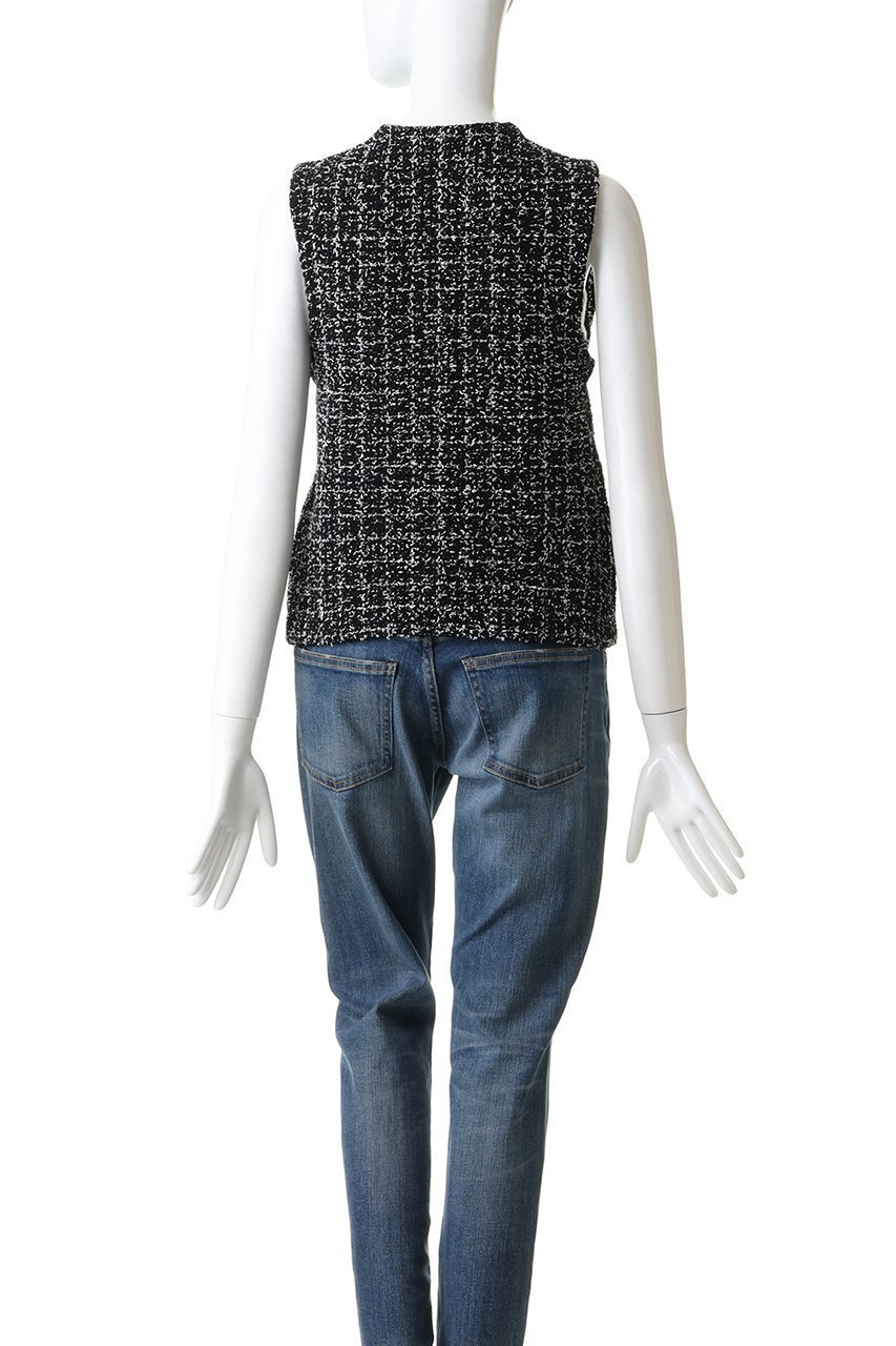 【マリリンムーン/MARILYN MOON】の【SOI-MeME】ツイードニットフリンジベスト 人気、トレンドファッション・服の通販 founy(ファニー) 　ファッション　Fashion　レディースファッション　Fashion for Women　アウター　Coat / Outerwear Collection　レディースジャケット・軽アウター　Jackets　おすすめ　Recommended / Our Picks　エレガント 上品　Elegant　コンパクト　Compact, Small Size　サマー　Summer, Summer Style　ショート　Short, Short Length　シルバー　Silver, Metallic Silver　ジャケット　Jacket, Outerwear　ツイード　Twill, Twill Weave　ノースリーブ　Sleeveless, No-Sleeve　フリンジ　Fringe, Tassel　ベスト　Vest, Waistcoat　ボトム　Bottoms, Lower Wear　モダン　Modern, Contemporary　新作・新入荷　New Arrivals / New In　other-4|ID: prp329100004816982 ipo3291000000035924496