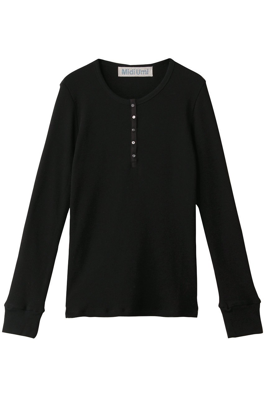 【ミディウミ/MidiUmi】のwaffle henry neck PO プルオーバー インテリア・キッズ・メンズ・レディースファッション・服の通販 founy(ファニー) 　ファッション　Fashion　レディースファッション　Fashion for Women　トップス・カットソー　Cut & Sew Tops　ニット　Knit Tops & Sweaters　カジュアルプルオーバー・ニットトップス　Pullovers & Knit Tops / Casual Pullovers　おすすめ　Recommended / Our Picks　インナー　Innerwear　シンプル　Simple, Minimal　ワッフル　Waffle, Waffle Knit　black|ID: prp329100004816997 ipo3291000000035696698