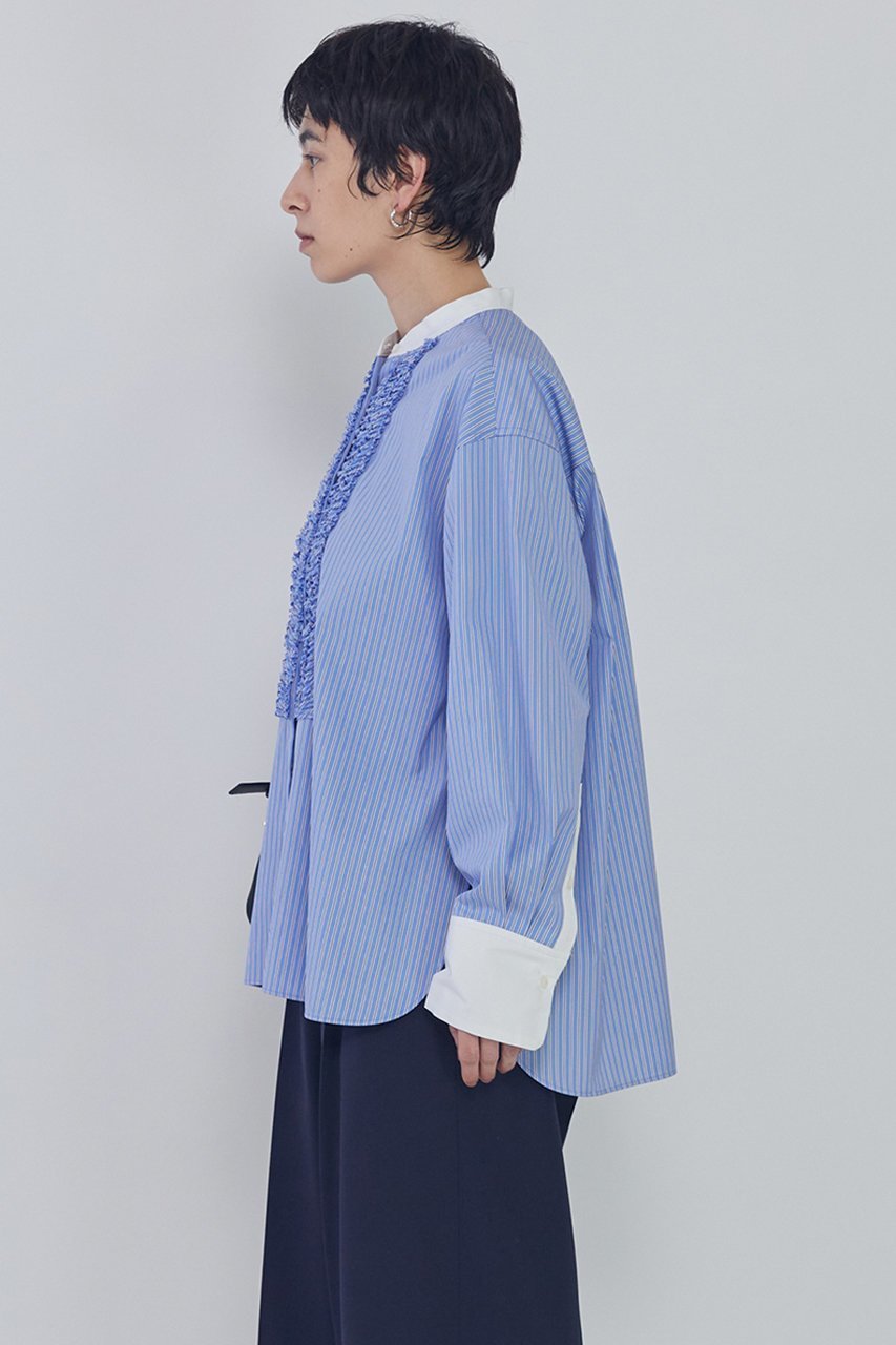 【プルミエ アロンディスモン/1er Arrondissement】のフリルブザムシャツ 人気、トレンドファッション・服の通販 founy(ファニー) ファッション Fashion レディースファッション Fashion for Women トップス・カットソー Cut & Sew Tops シャツ・ブラウス・オフィスカジュアル Elegant Blouses & Button-Ups 2026年 2026 なめらか Smooth, Silky Texture カフス Cuff Design クラシカル Classical, Vintage-Inspired シンプル Simple, Minimal ストライプ Stripe, Striped Pattern スリーブ Sleeve, Long Sleeve / Short Sleeve タイプライター Typewriter Fabric, Crisp Cotton フリル Frill, Ruffle ロング Long, Long-Length エレガント 上品 Elegant 夏 Summer 春 Spring S/S・春夏 SS, Spring/Summer, Warm Season other-2|ID: prp329100004817004 ipo3291000000035361052