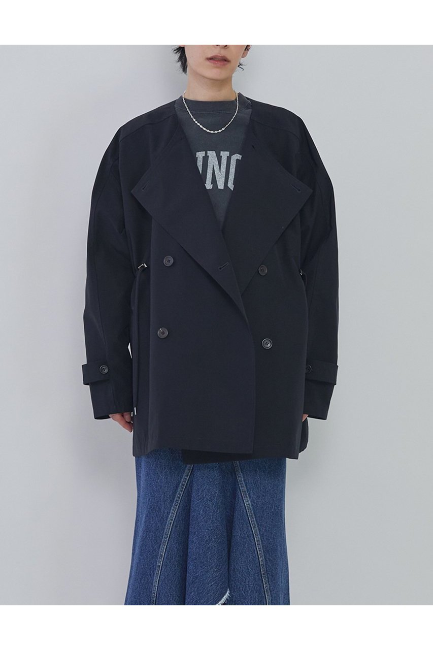 【プルミエ アロンディスモン/1er Arrondissement】の【VACHEMENT×1er Arrondissement】リサイクルシェルタフタショートトレンチコート インテリア・キッズ・メンズ・レディースファッション・服の通販 founy(ファニー) 　ファッション　Fashion　レディースファッション　Fashion for Women　アウター　Coat / Outerwear Collection　コート・ロングコート・ピーコート　Long Coats, Peacoats & More　トレンチコート / 春秋の定番アウター　Trench Coats　2026年　2026　ショート　Short, Short Length　タフタ　Taffeta, Structured Fabric　トレンチ　Trench, Trench Coat　ドローストリング　Drawstring, Pull Cord　別注　Limited Edition, Custom Order　夏　Summer　定番　Standard, Basic Item　春　Spring　S/S・春夏　SS, Spring/Summer, Warm Season　ネイビー|ID: prp329100004817008 ipo3291000000034989964