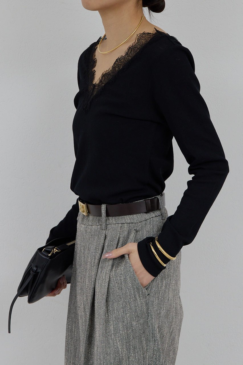 【ガリャルダガランテ/GALLARDAGALANTE】のVレースロンTee 人気、トレンドファッション・服の通販 founy(ファニー) 　ファッション　Fashion　レディースファッション　Fashion for Women　トップス・カットソー　Cut & Sew Tops　シャツ・ブラウス・オフィスカジュアル　Elegant Blouses & Button-Ups　ロングTシャツ・Tシャツ　Longline T-Shirts & Tees　カットソー・ベーシックTシャツ　Cut-and-Sewn Tops / Stretch Tees & Basics　2026年　2026　おすすめ　Recommended / Our Picks　インナー　Innerwear　カットソー　Cut and Sewn Top　スリーブ　Sleeve, Long Sleeve / Short Sleeve　デコルテ　Décolleté, Neckline　マニッシュ　Mannish, Boyish　レース　Lace, Lace Fabric　ロング　Long, Long-Length　夏　Summer　春　Spring　S/S・春夏　SS, Spring/Summer, Warm Season　other-7|ID: prp329100004817016 ipo3291000000034990031