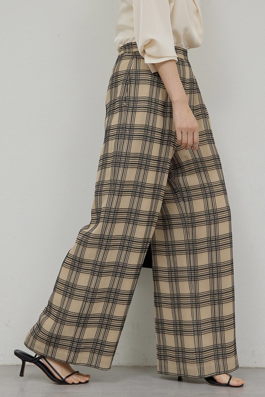 【ガリャルダガランテ/GALLARDAGALANTE】のステッチチェックパンツ インテリア・キッズ・メンズ・レディースファッション・服の通販 founy(ファニー) 　ファッション　Fashion　レディースファッション　Fashion for Women　パンツ　Pants & Trousers　2026年　2026　チェック　Check, Plaid, Tartan　モダン　Modern, Contemporary　ワイド　Wide, Wide Fit　夏　Summer　春　Spring　S/S・春夏　SS, Spring/Summer, Warm Season　ベージュ|ID: prp329100004817019 ipo3291000000035589118