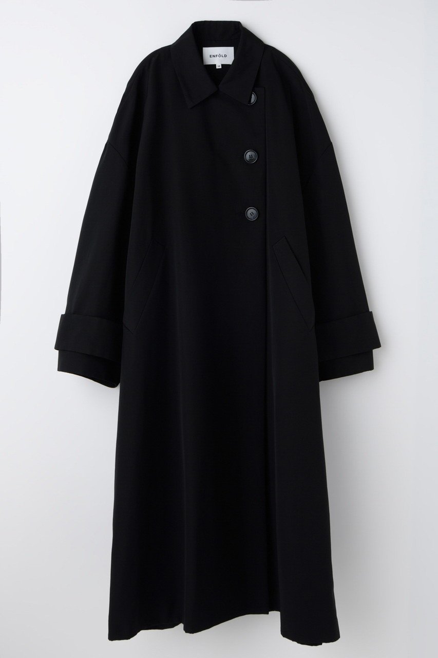 【エンフォルド/ENFOLD】の【1/2 12:00販売開始】SOUTIEN-COLLAR FLARE COAT インテリア・キッズ・メンズ・レディースファッション・服の通販 founy(ファニー) 　ファッション　Fashion　レディースファッション　Fashion for Women　アウター　Coat / Outerwear Collection　コート・ロングコート・ピーコート　Long Coats, Peacoats & More　グログラン　Grosgrain, Grosgrain Ribbon　フレア　Flare, Flared　ロング　Long, Long-Length　新作・新入荷　New Arrivals / New In　ブラック|ID: prp329100004817037 ipo3291000000034991007