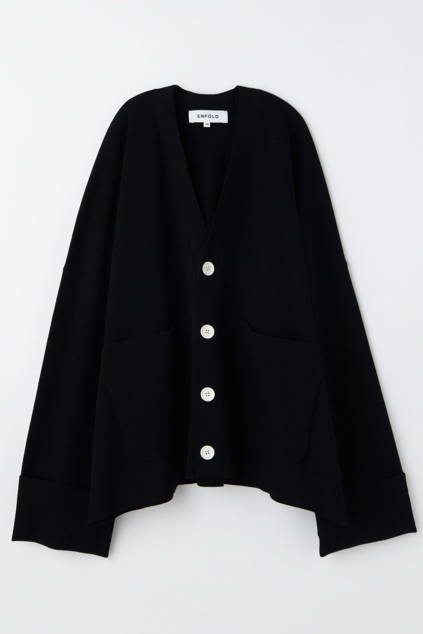 【エンフォルド/ENFOLD】の【1/2 12:00販売開始】BOX WIDE-CARDIGAN インテリア・キッズ・メンズ・レディースファッション・服の通販 founy(ファニー) 　ファッション　Fashion　レディースファッション　Fashion for Women　トップス・カットソー　Cut & Sew Tops　ニット　Knit Tops & Sweaters　カーディガン・羽織り　Layered Style Cardigans　おすすめ　Recommended / Our Picks　カーディガン　Cardigan, Knitwear　ストレッチ　Stretch, Stretchy Fabric　バランス　Balance, Style Balance　フィット　Fit, Slim Fit　フォーマル　Formal, Dressy　ポケット　Pocket, Pocket Detail　ルーズ　Loose, Oversized　ワイド　Wide, Wide Fit　新作・新入荷　New Arrivals / New In　ブラック|ID: prp329100004817043 ipo3291000000034991047